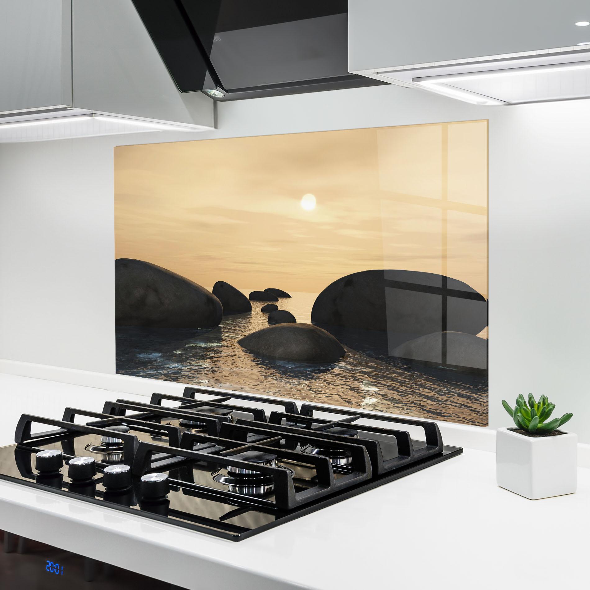 Konyhai üveg hátfal Peace Rock mockup 6