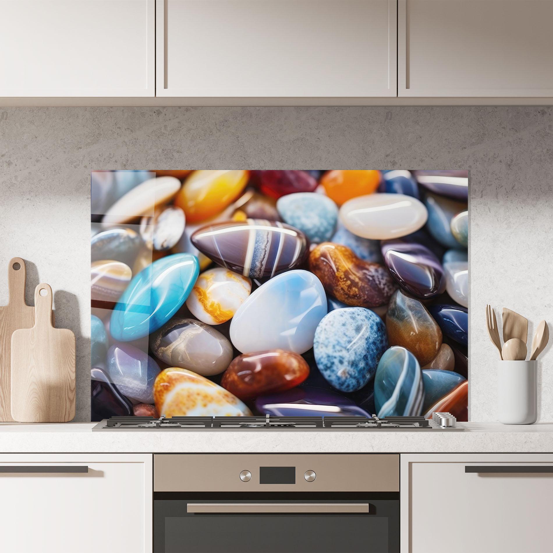 Konyhai üveg hátfal Beach Gemstones mockup 7