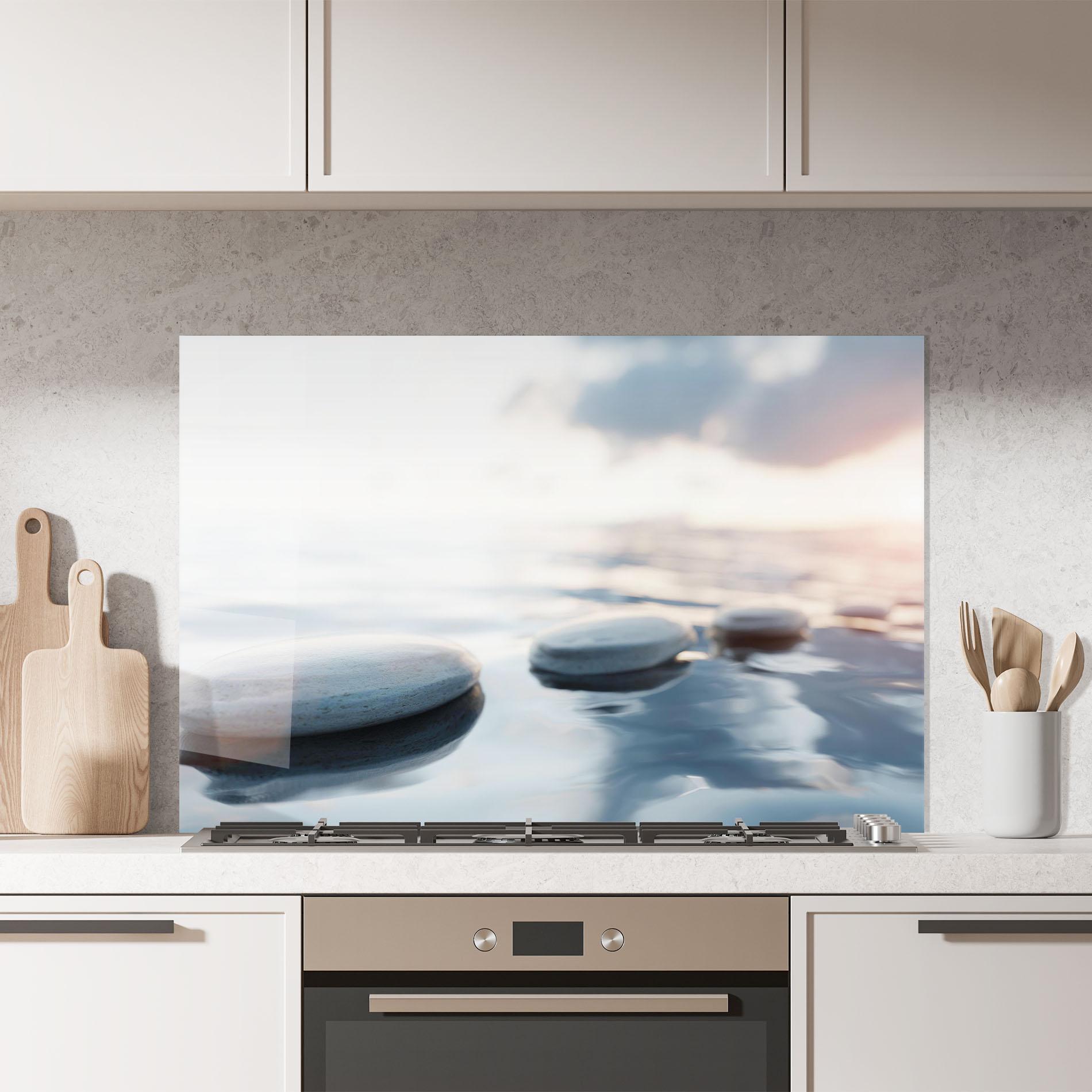 Konyhai üveg hátfal Calm Water Stone mockup 7