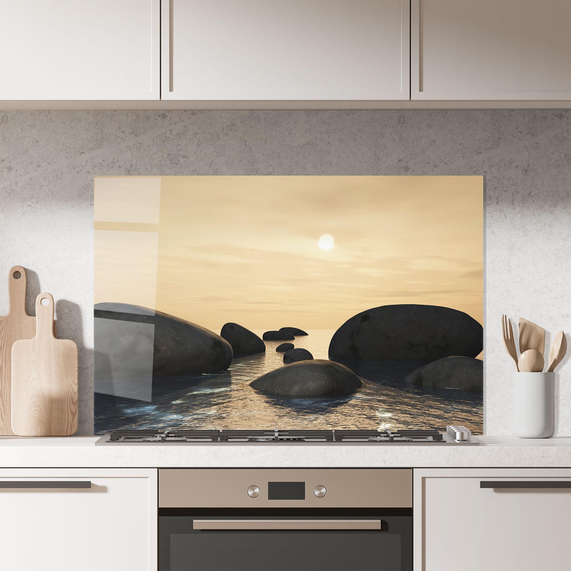Konyhai üveg hátfal Peace Rock mockup 7