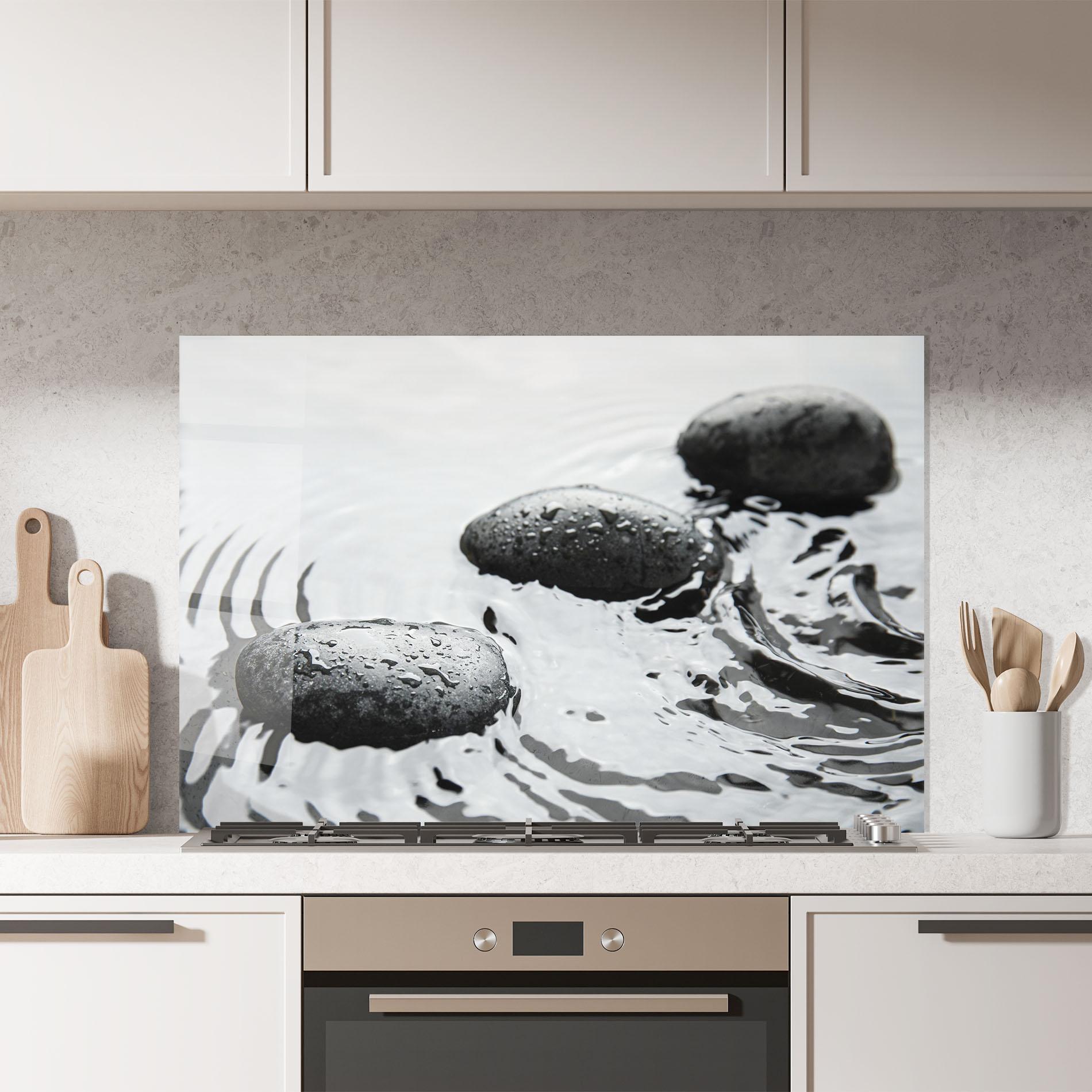 Konyhai üveg hátfal Spa Stones Water mockup 7