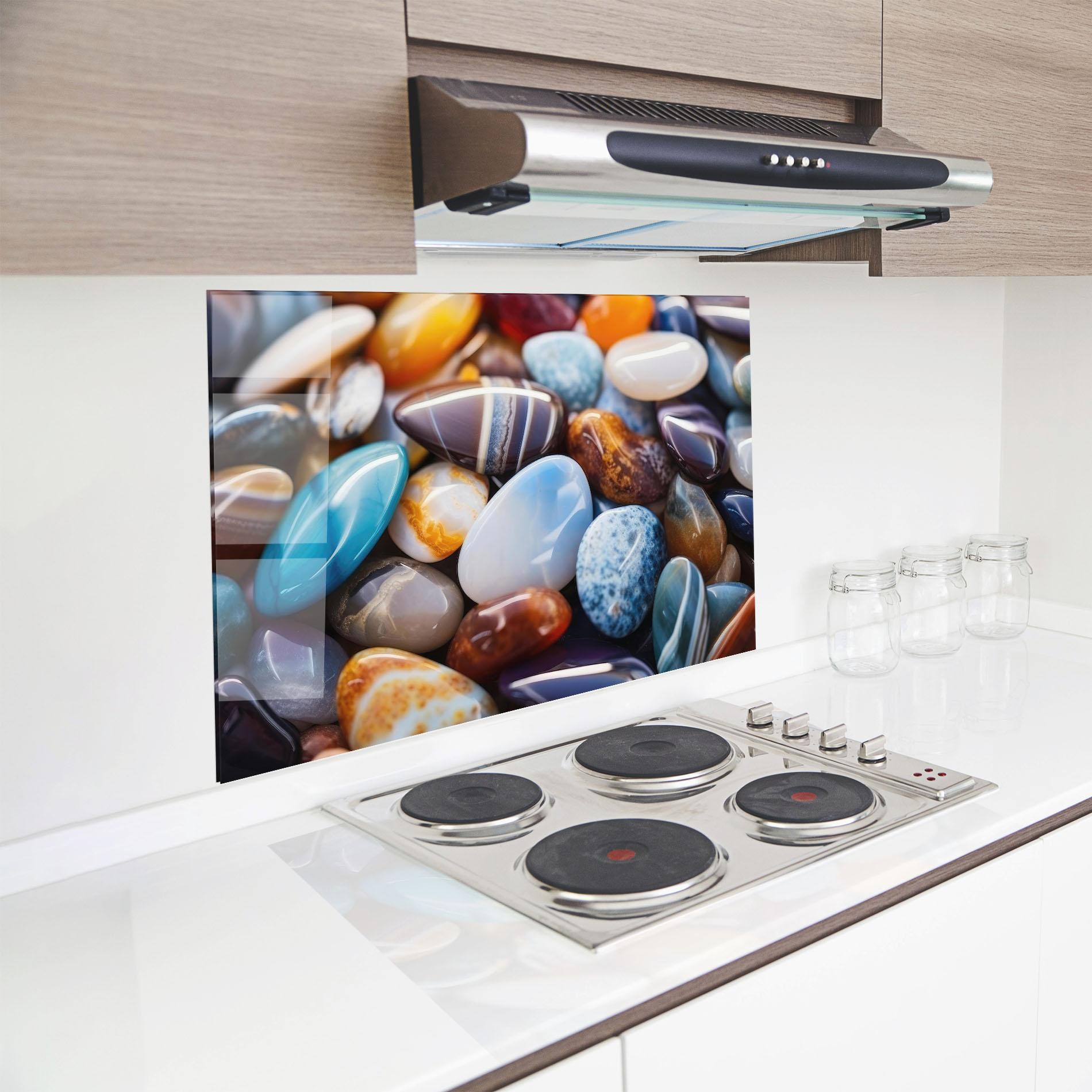 Konyhai üveg hátfal Beach Gemstones mockup 8
