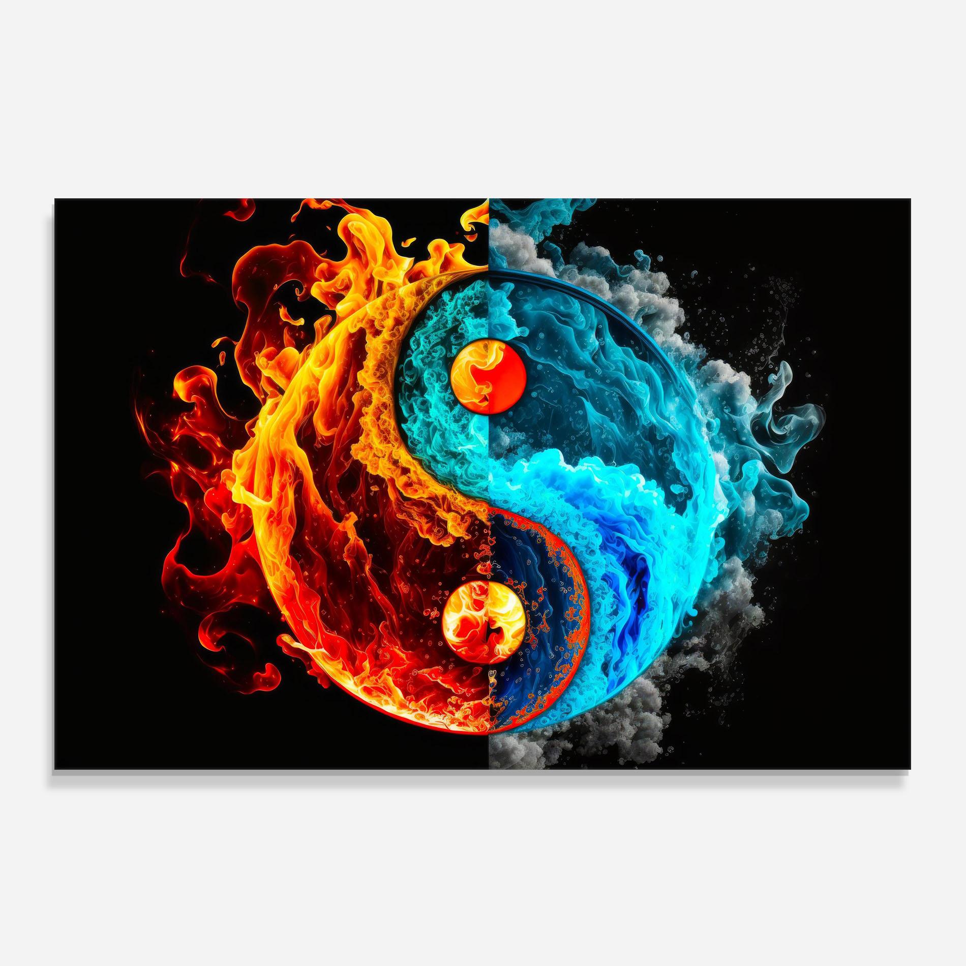 Konyhai üveg hátfal Blue Smoke Yinyang mockup 0