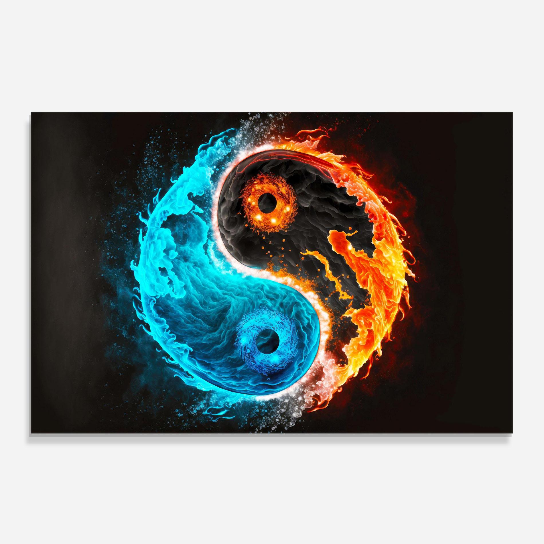 Konyhai üveg hátfal Fire Yinyang Art mockup 0