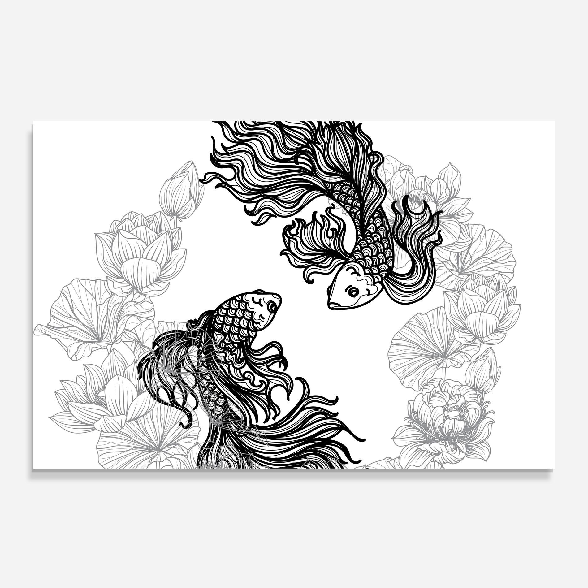 Konyhai üveg hátfal Fish Yinyang mockup 0