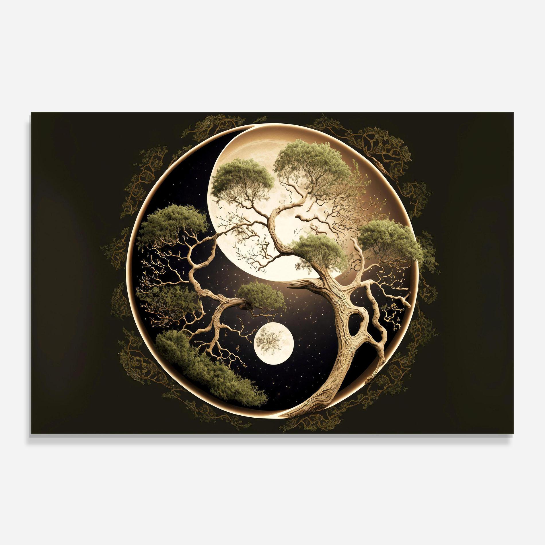 Konyhai üveg hátfal Green Tree Yinyang mockup 0