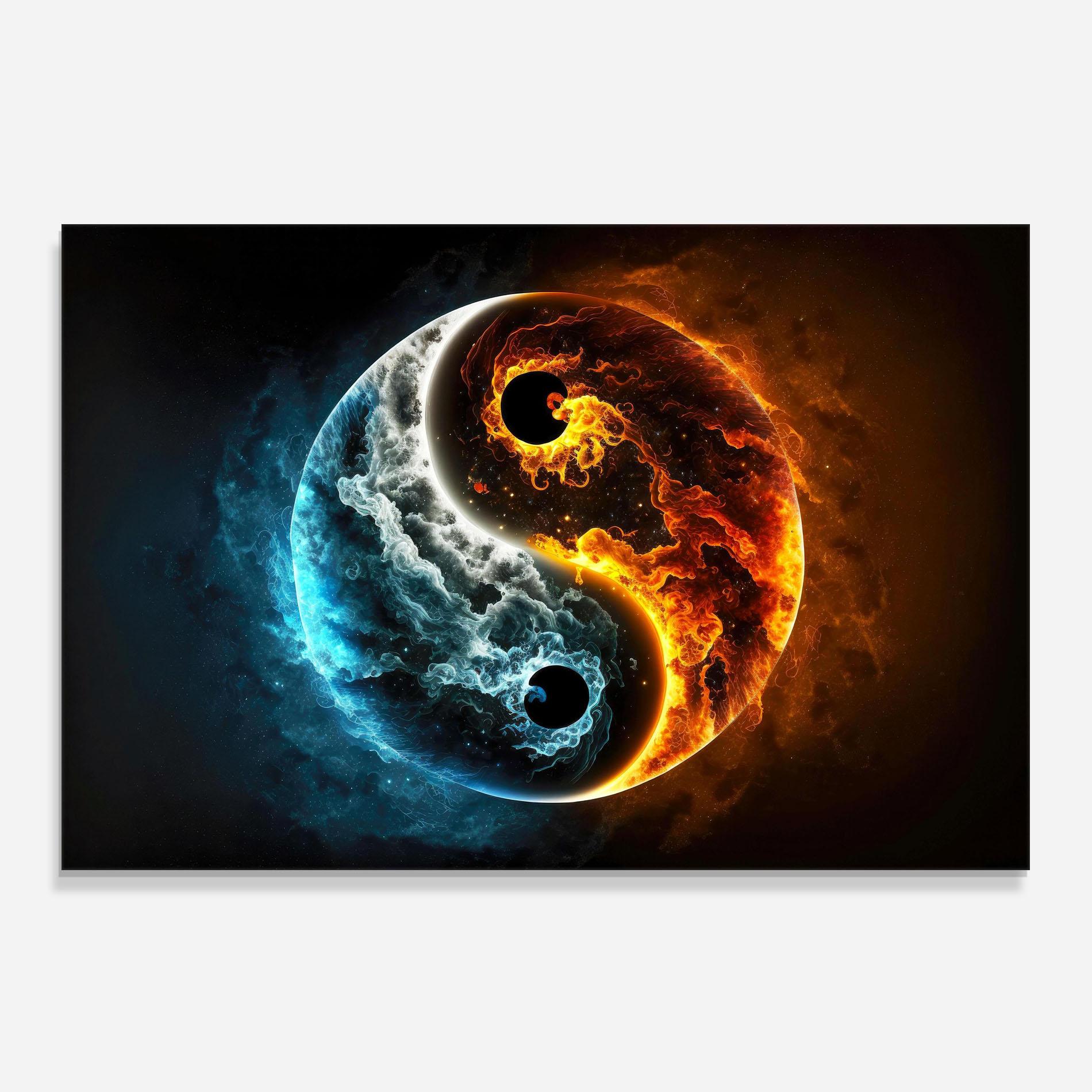 Konyhai üveg hátfal Red Blue Yin Yang mockup 0