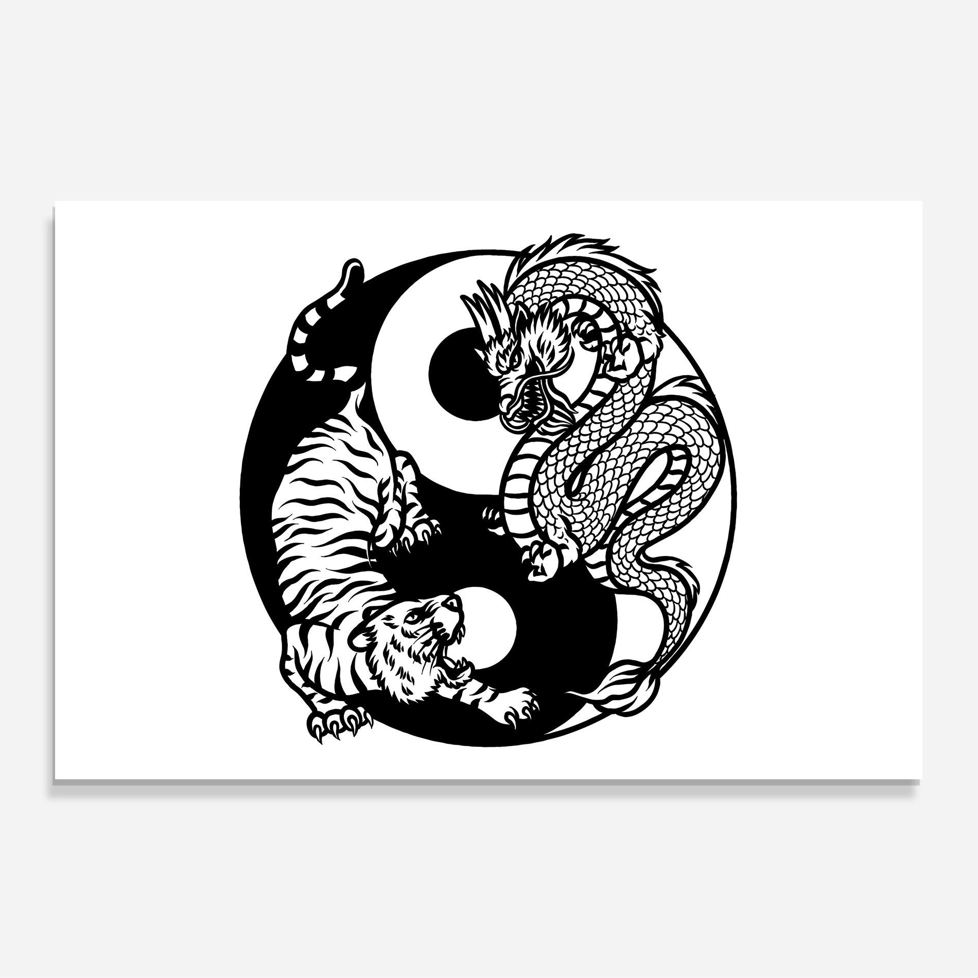 Konyhai üveg hátfal Tiger Dragon Yinyang mockup 0