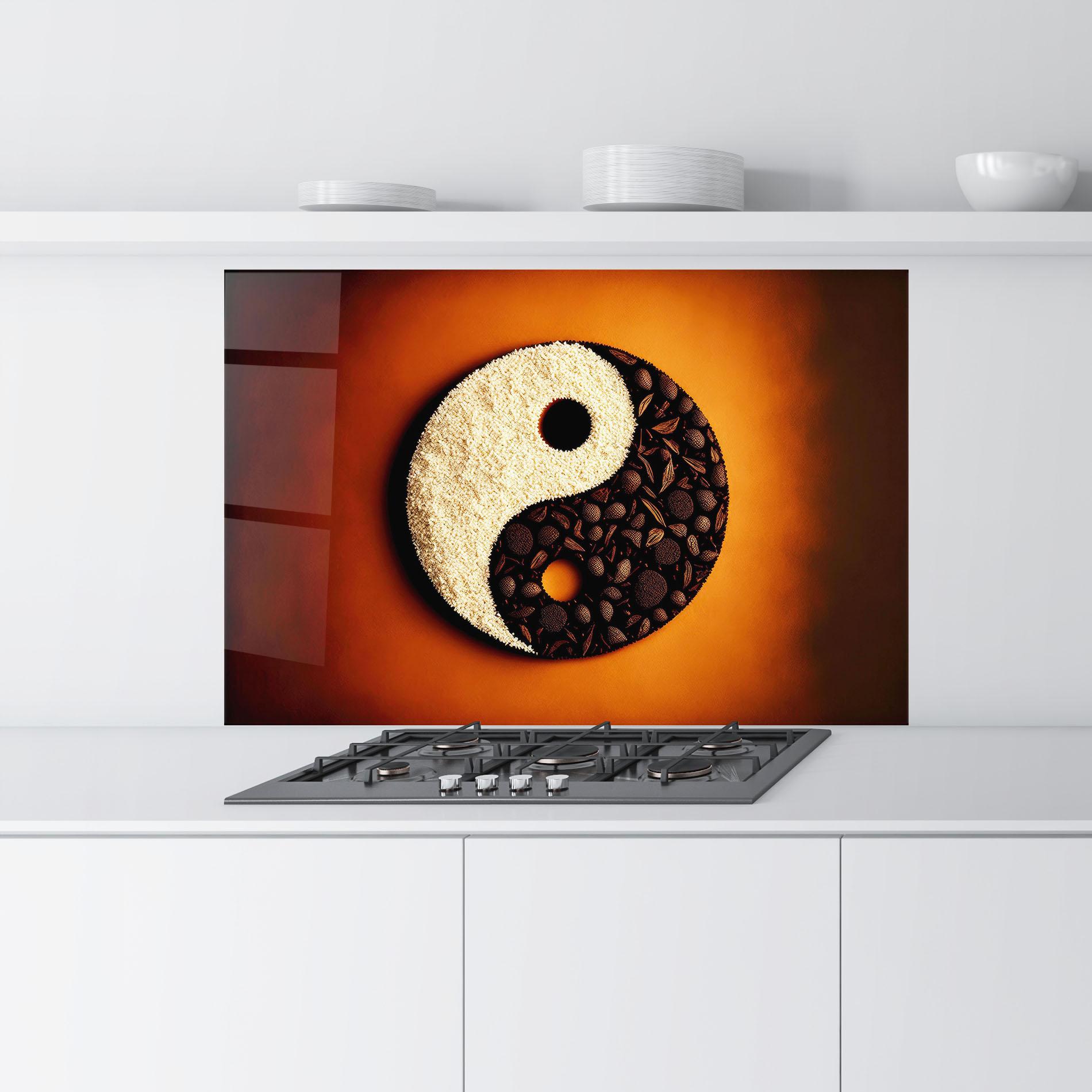 Konyhai üveg hátfal Coffee Yinyang mockup 9