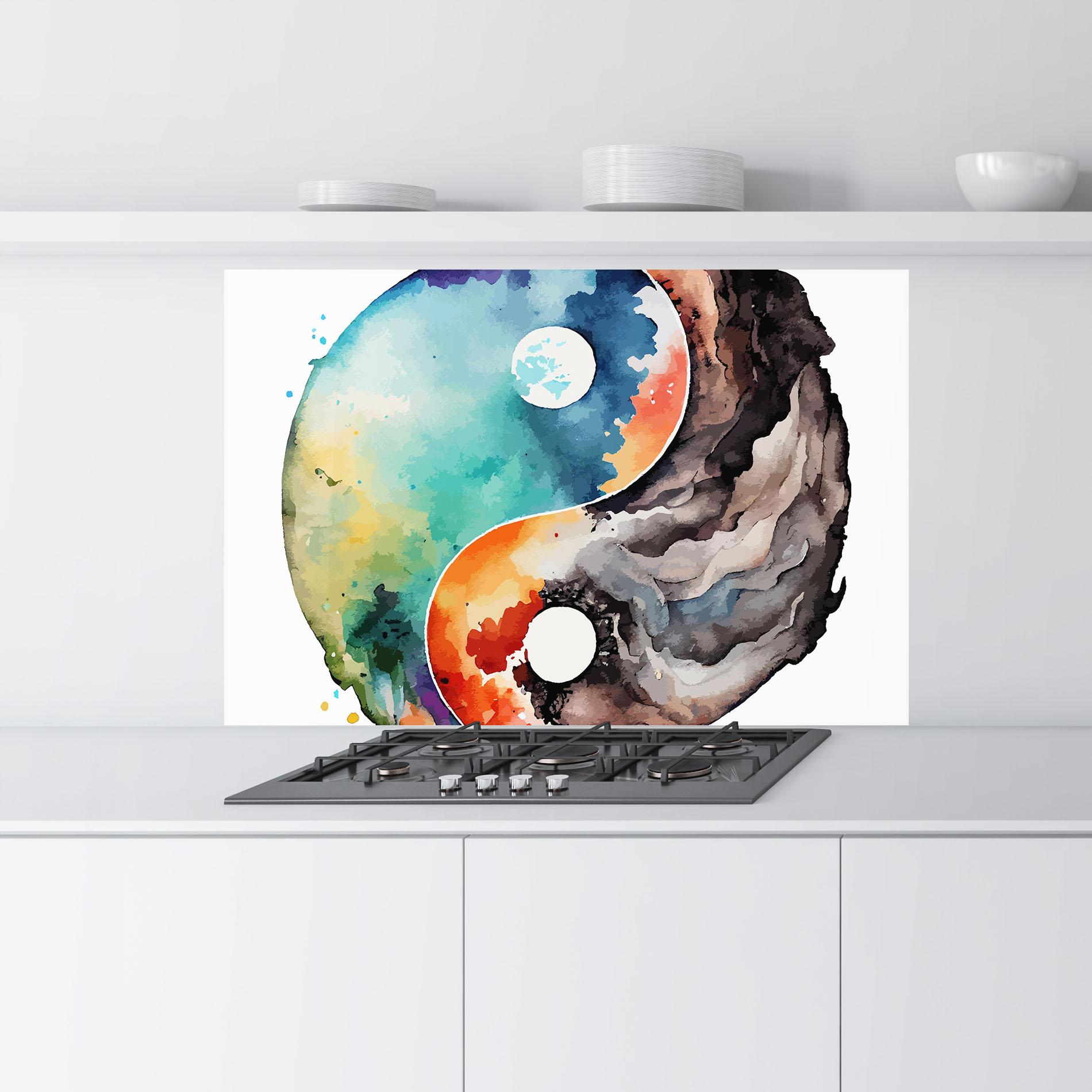 Konyhai üveg hátfal Earth Yinyang Art mockup 9
