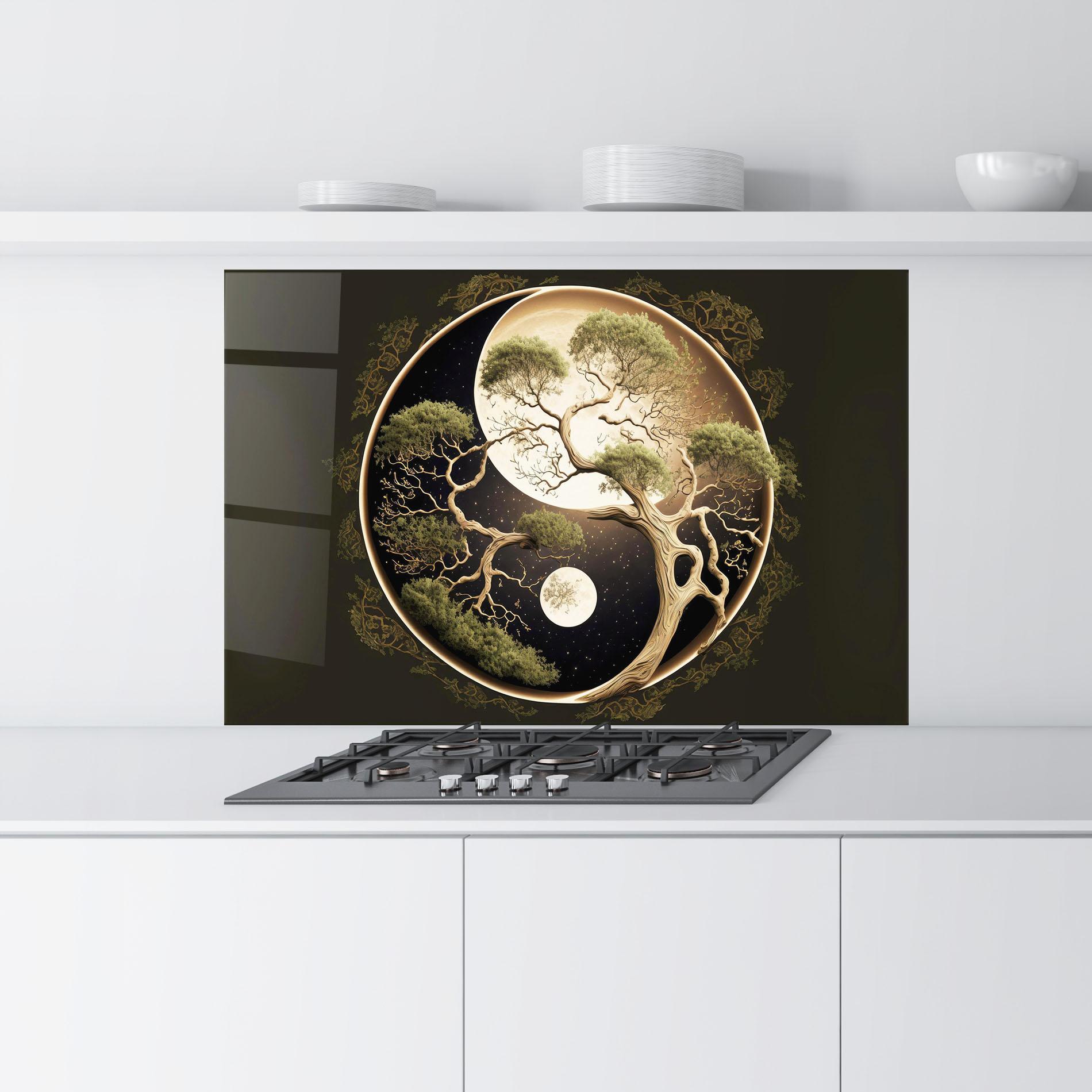 Konyhai üveg hátfal Green Tree Yinyang mockup 9
