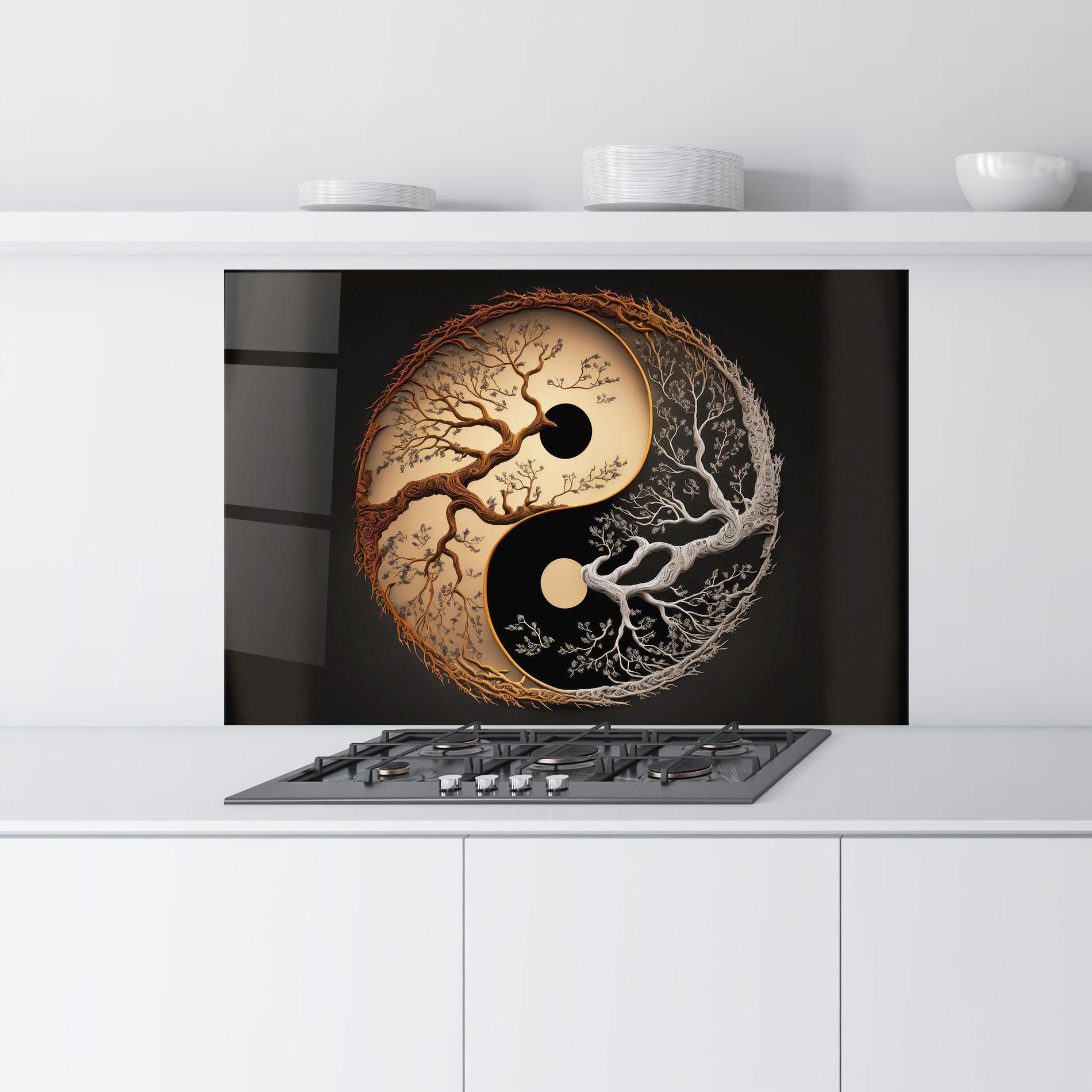 Konyhai üveg hátfal Old Tree Yinyang mockup 9