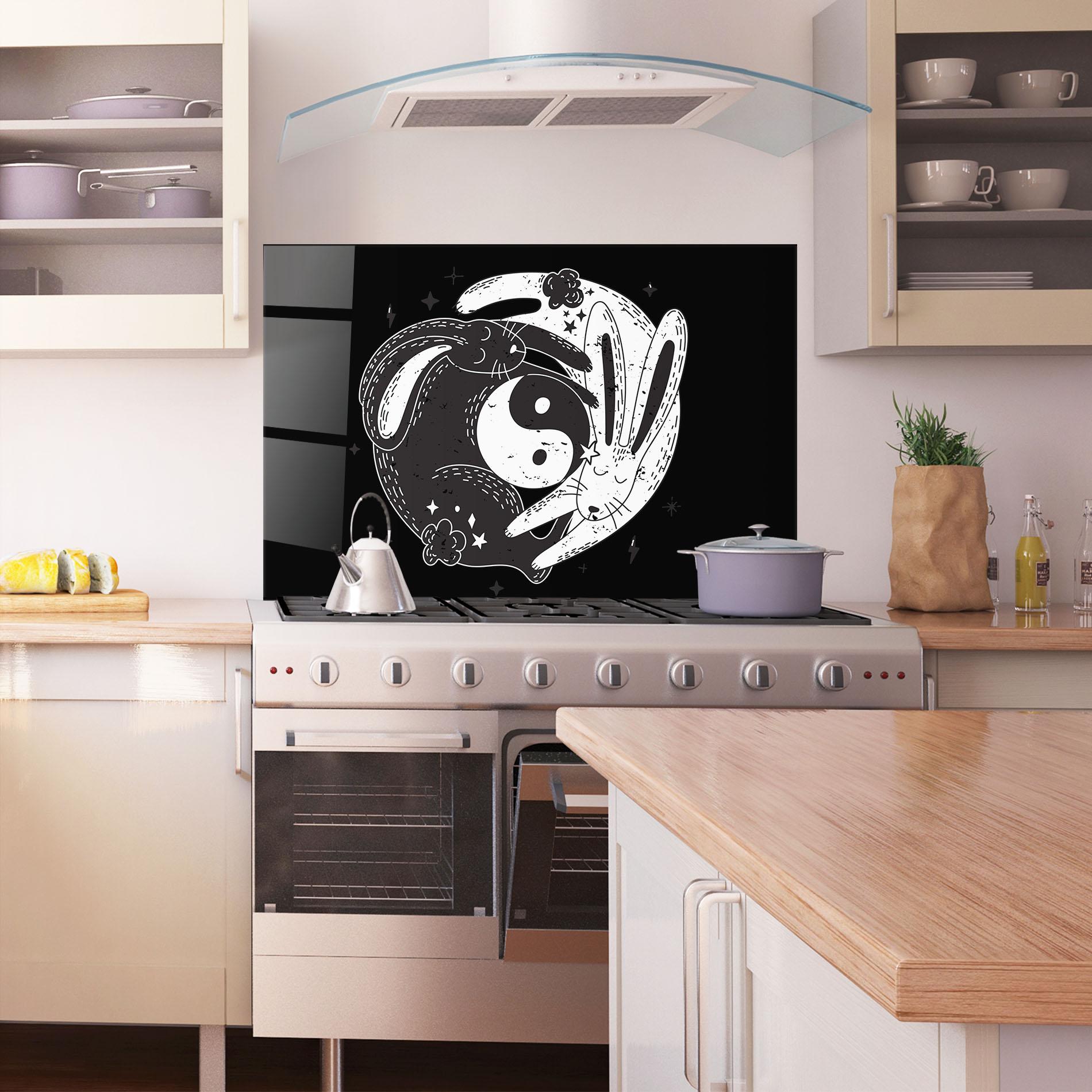 Konyhai üveg hátfal Bunny Yinyang mockup 1