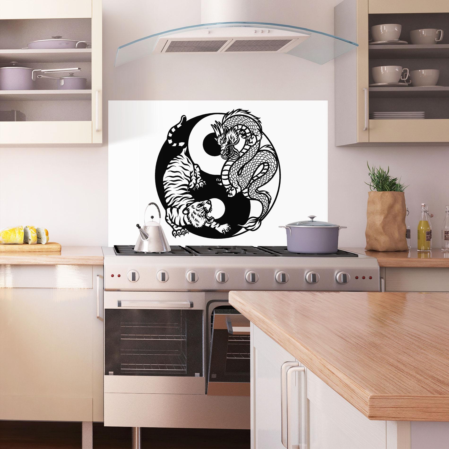 Konyhai üveg hátfal Tiger Dragon Yinyang mockup 1
