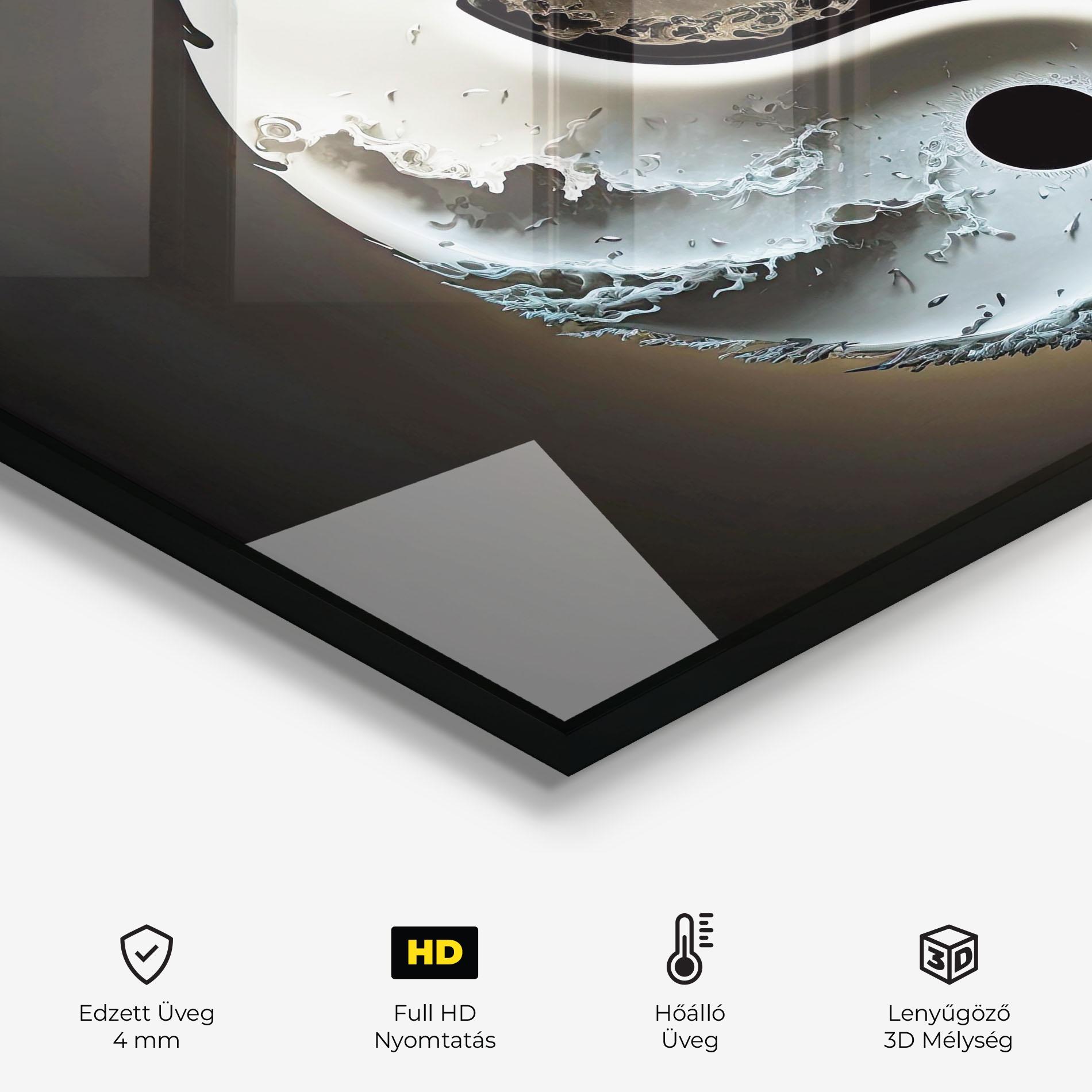 Konyhai üveg hátfal Brown Smoke Yinyang mockup 2