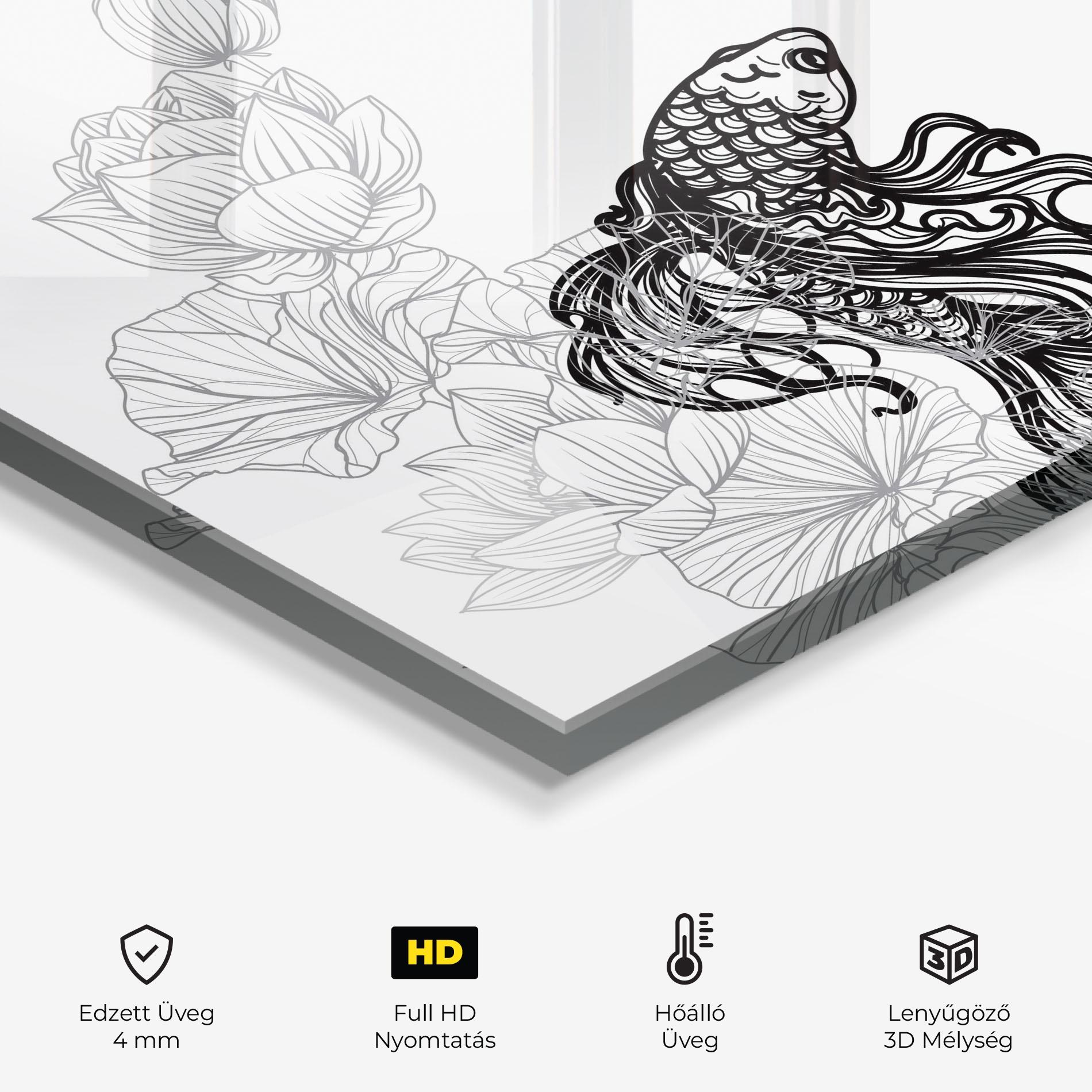 Konyhai üveg hátfal Fish Yinyang mockup 2