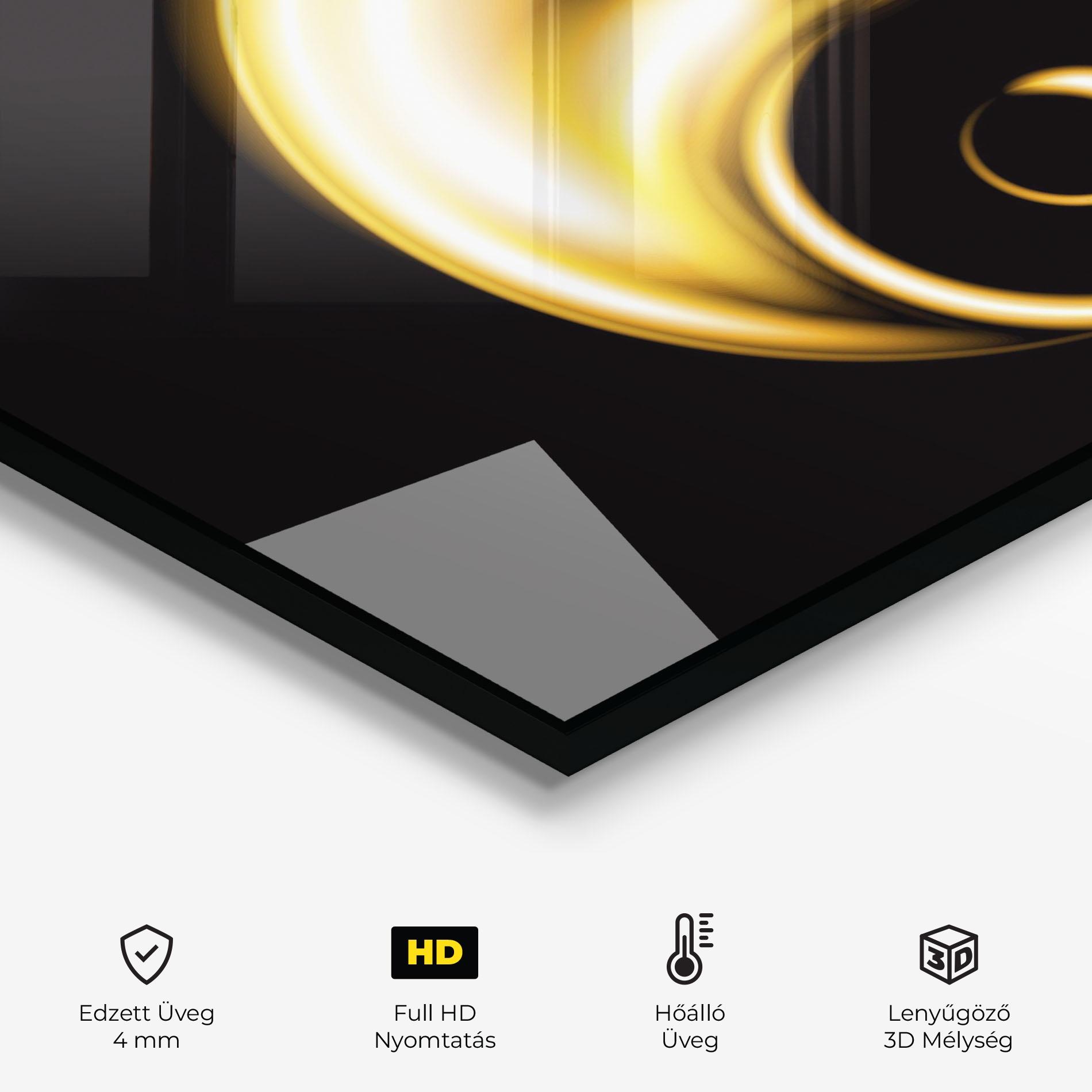 Konyhai üveg hátfal Gold Yinyang mockup 2