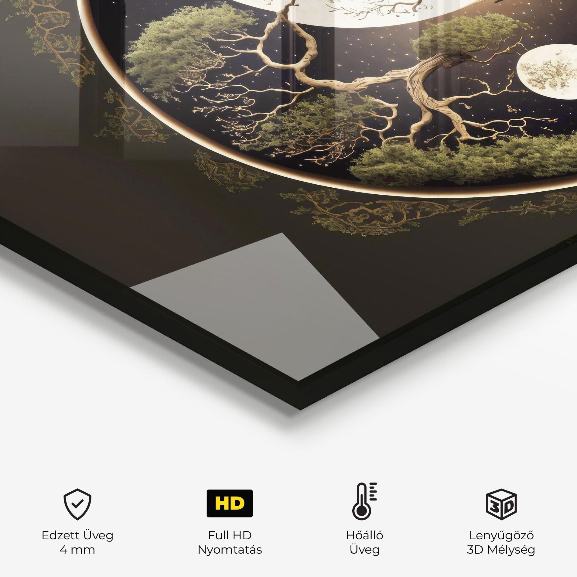 Konyhai üveg hátfal Green Tree Yinyang mockup 2