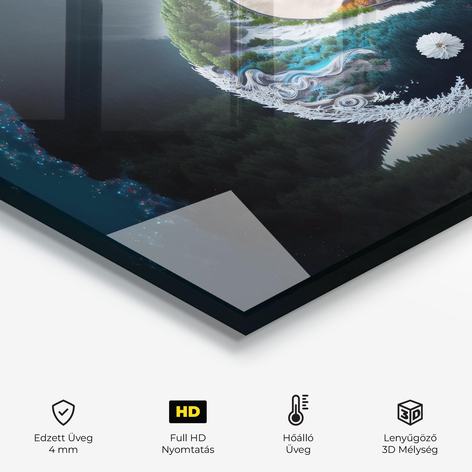 Konyhai üveg hátfal Mountain Yinyang mockup 2