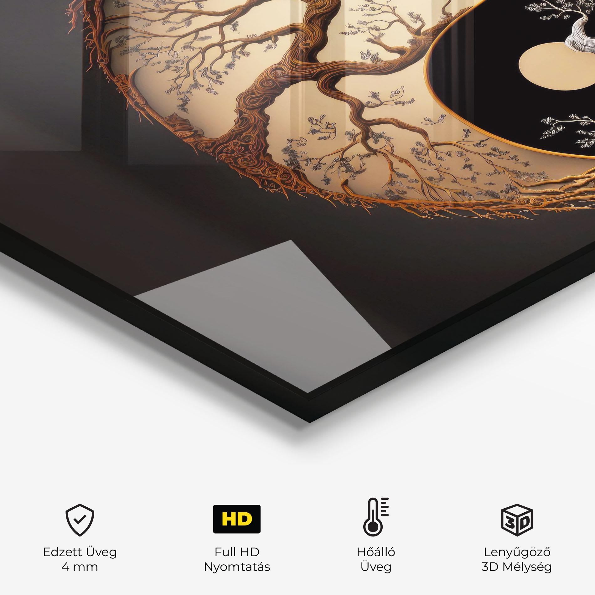 Konyhai üveg hátfal Old Tree Yinyang mockup 2