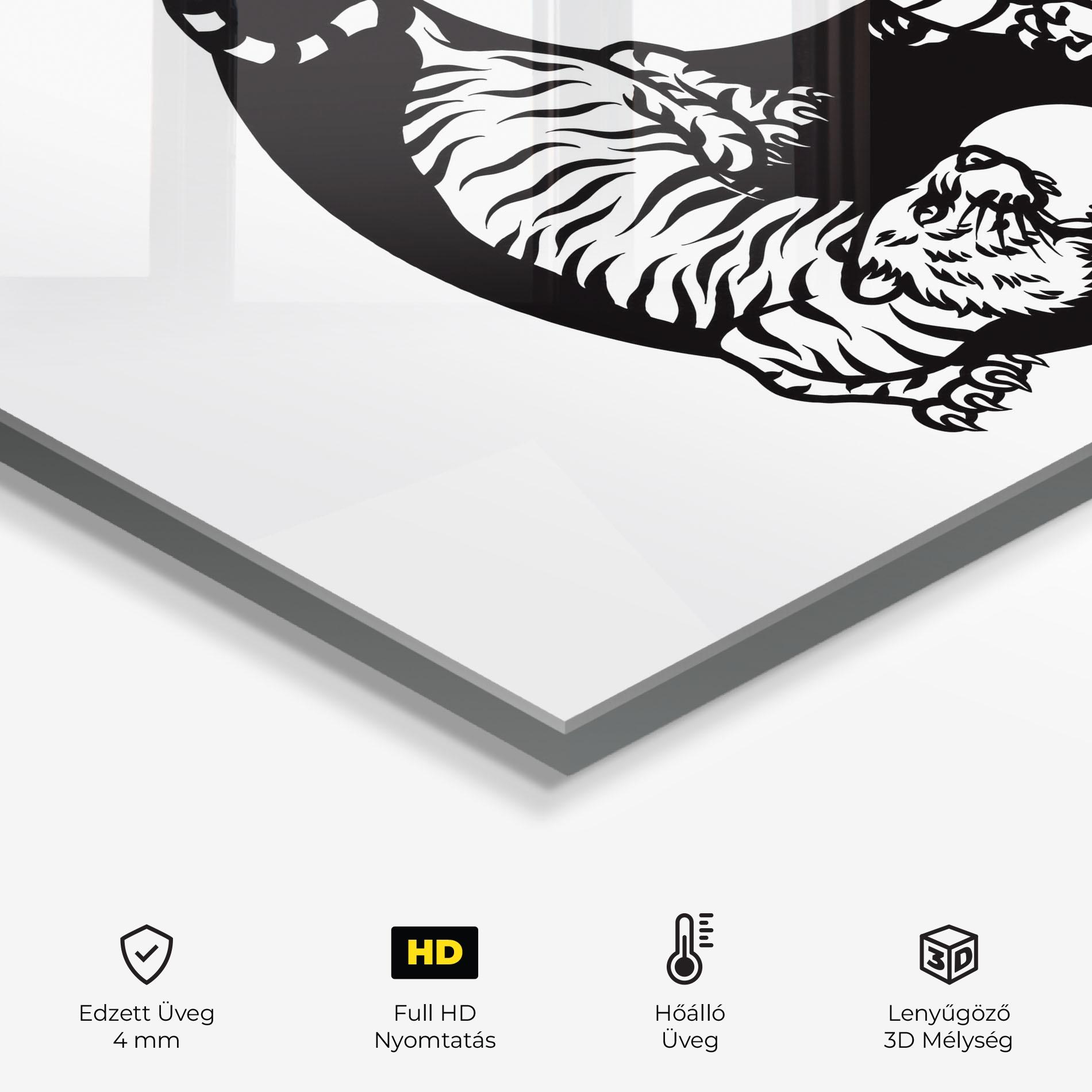 Konyhai üveg hátfal Tiger Dragon Yinyang mockup 2