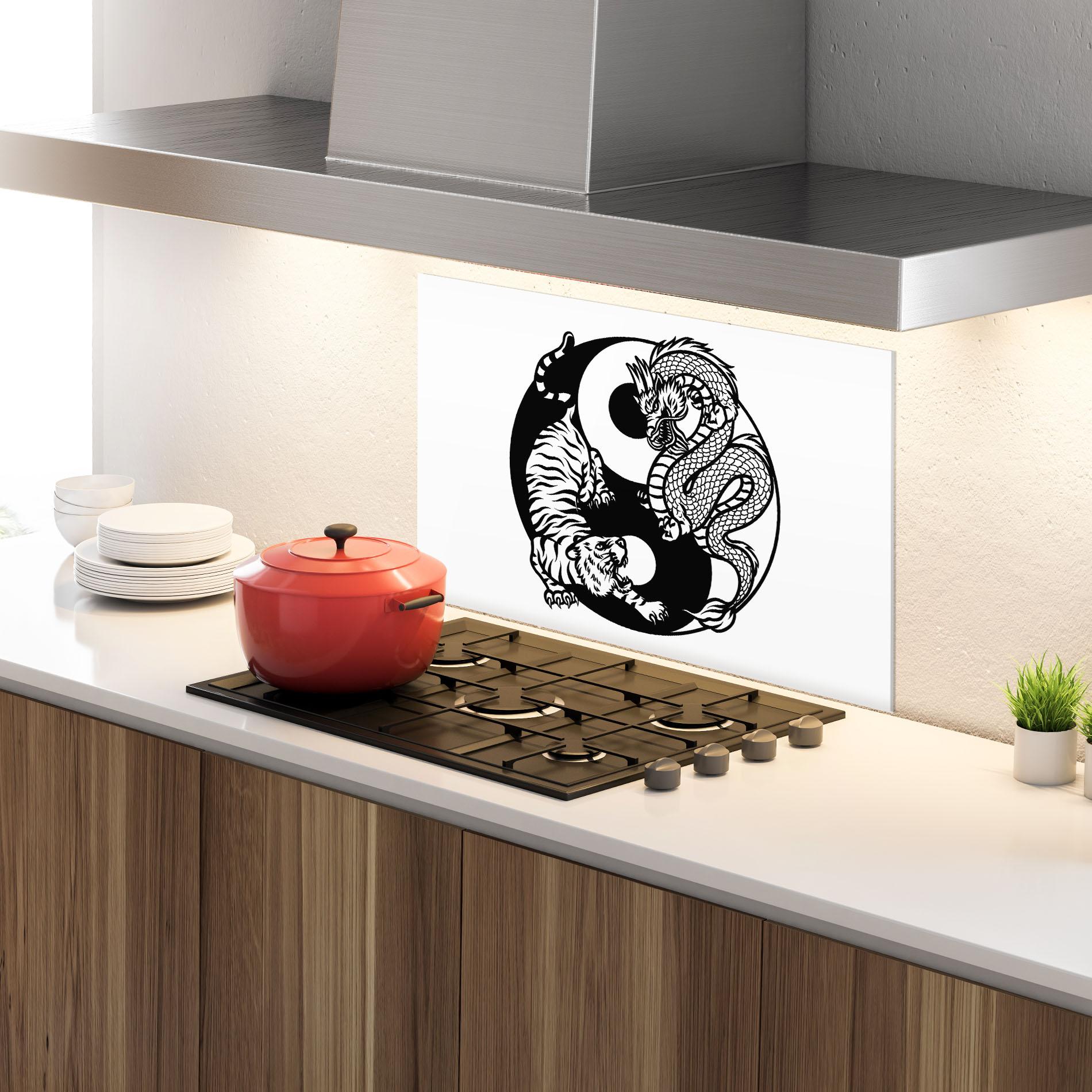 Konyhai üveg hátfal Tiger Dragon Yinyang mockup 4
