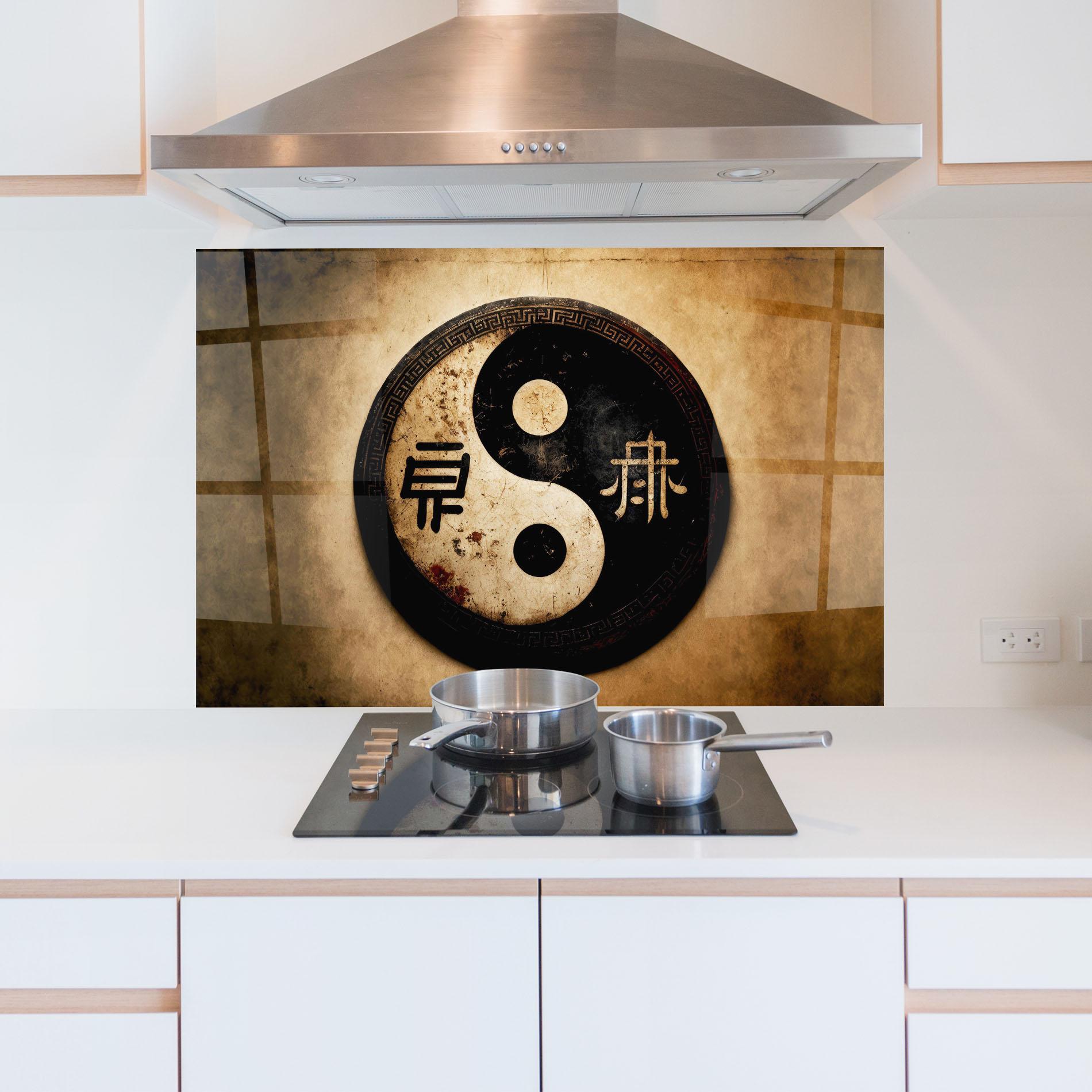 Konyhai üveg hátfal Chinese Yinyang mockup 5
