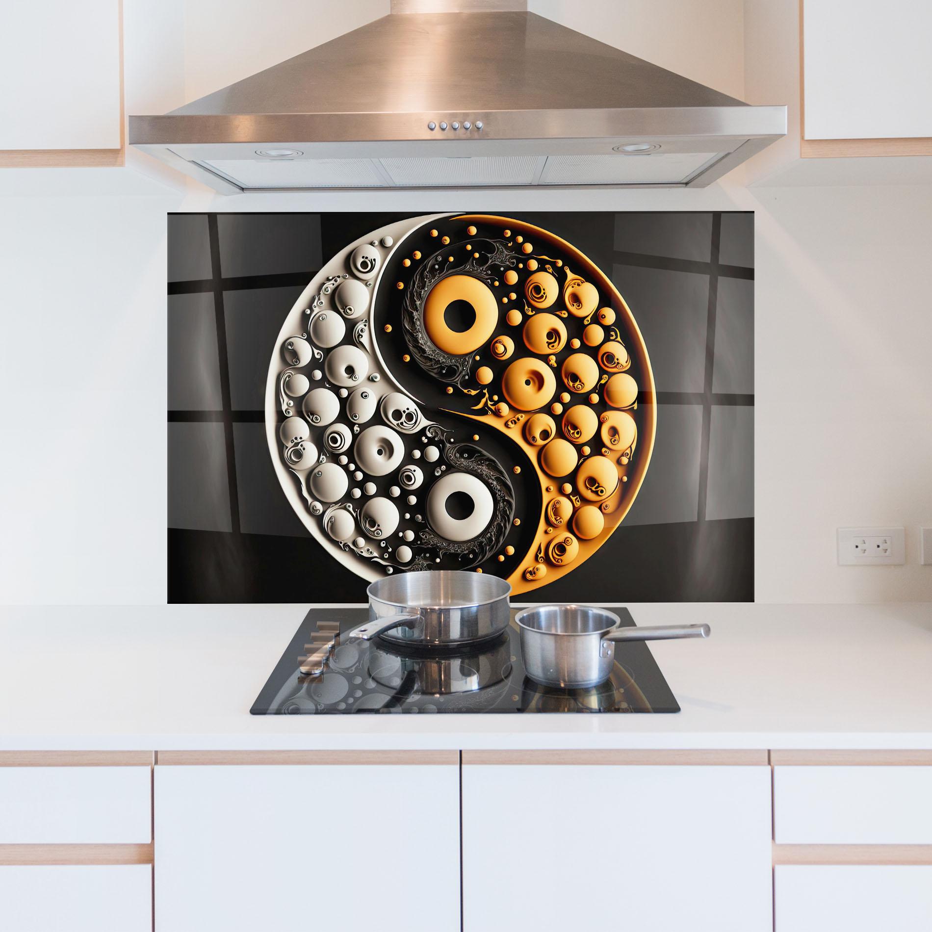 Konyhai üveg hátfal Cream Balls Yinyang mockup 5