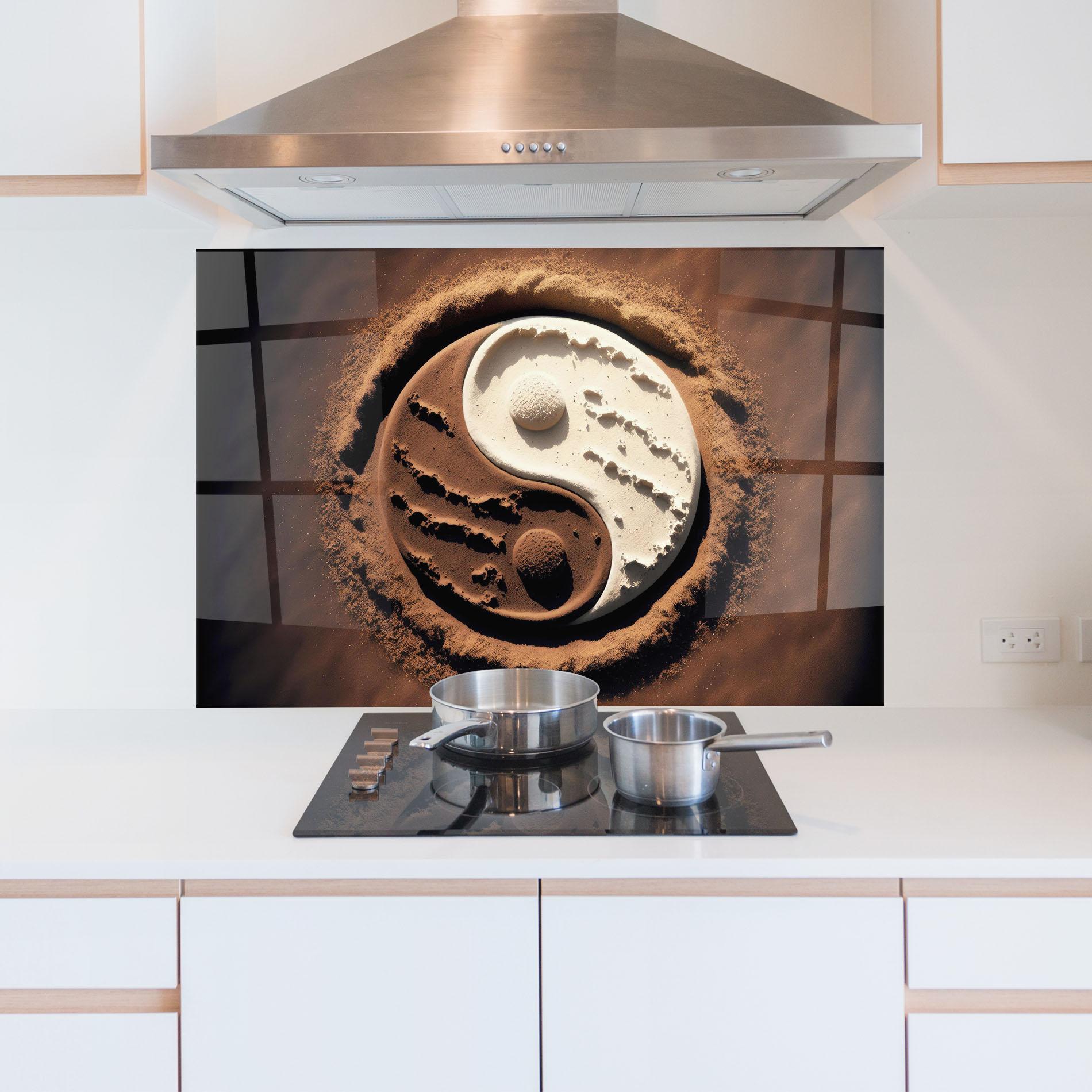 Konyhai üveg hátfal Earth Yinyang mockup 5