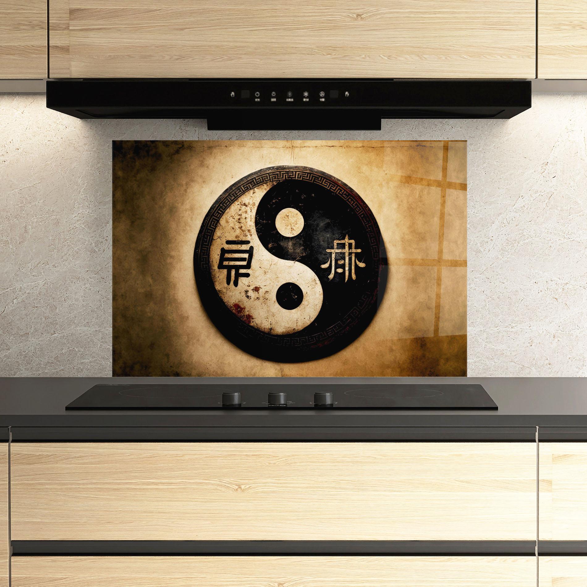 Konyhai üveg hátfal Chinese Yinyang mockup 3