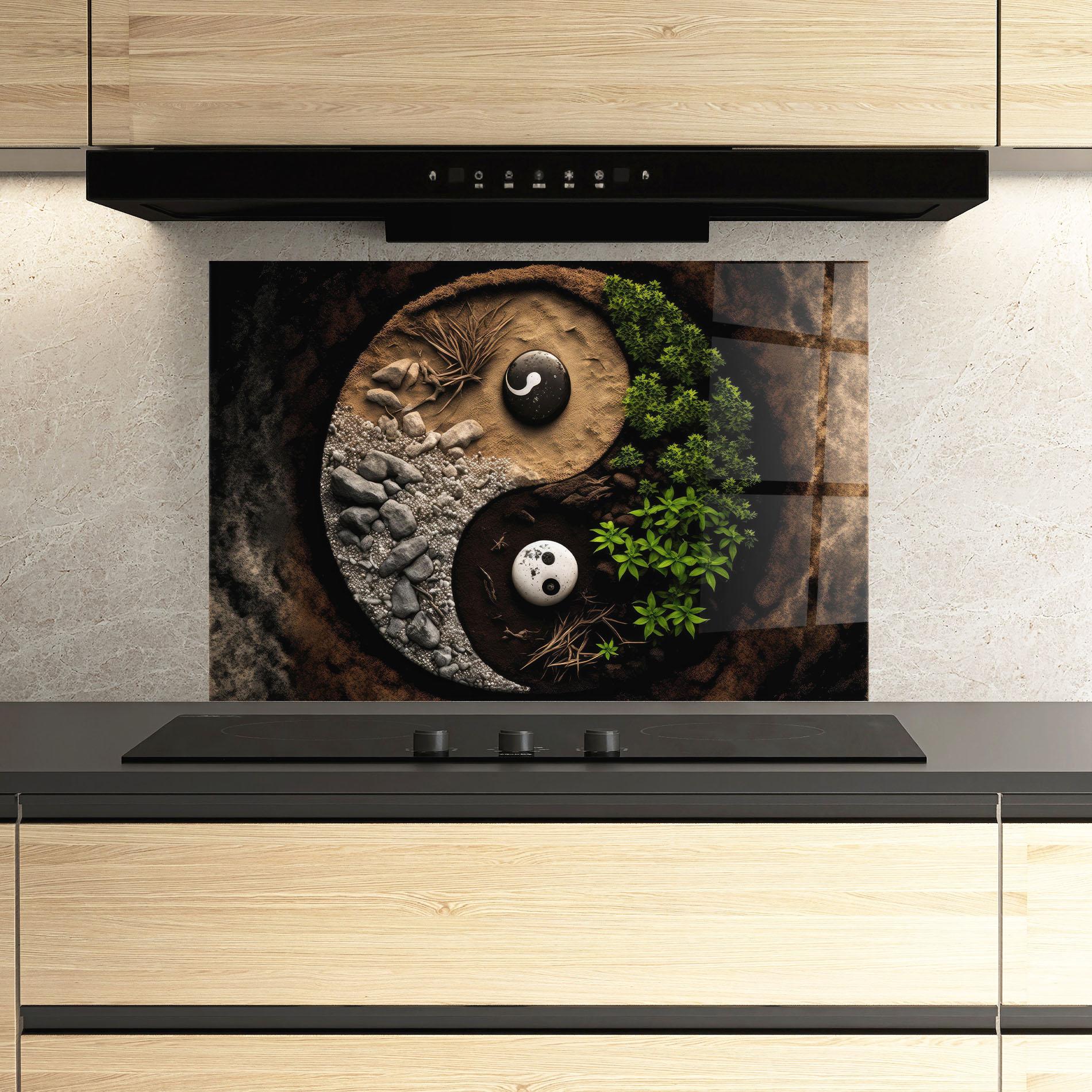 Konyhai üveg hátfal Nature Yinyang mockup 3