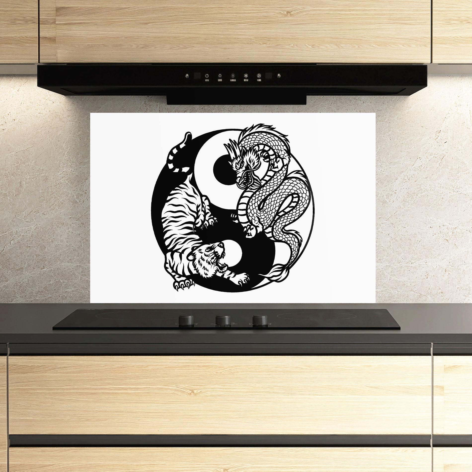 Konyhai üveg hátfal Tiger Dragon Yinyang mockup 3