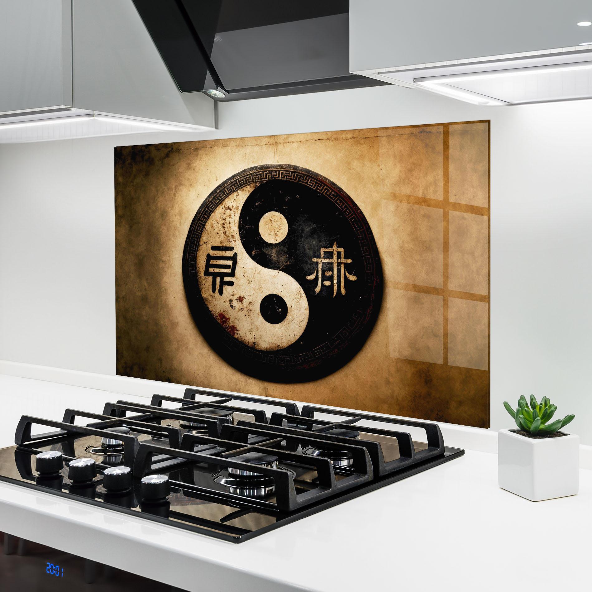 Konyhai üveg hátfal Chinese Yinyang mockup 6