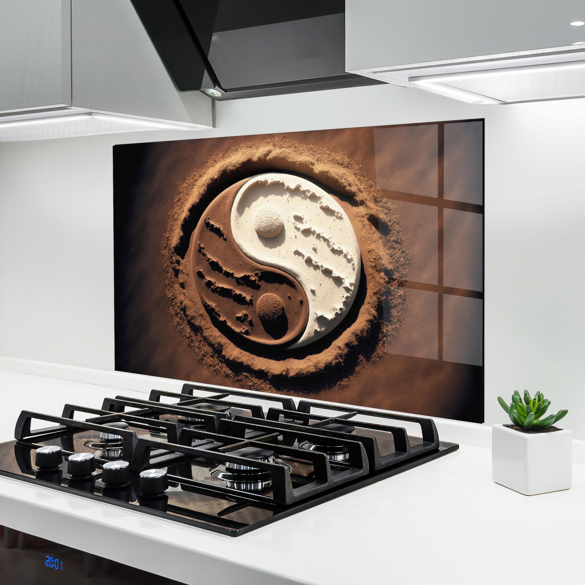 Konyhai üveg hátfal Earth Yinyang mockup 6