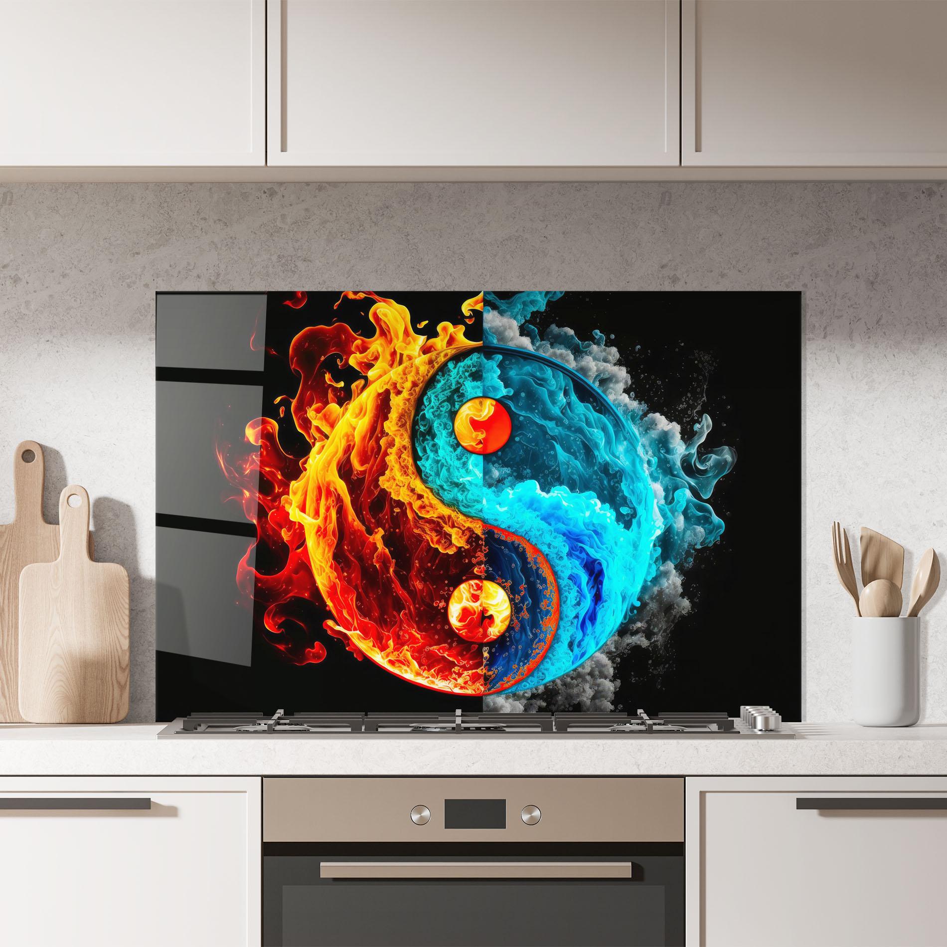 Konyhai üveg hátfal Blue Smoke Yinyang mockup 7