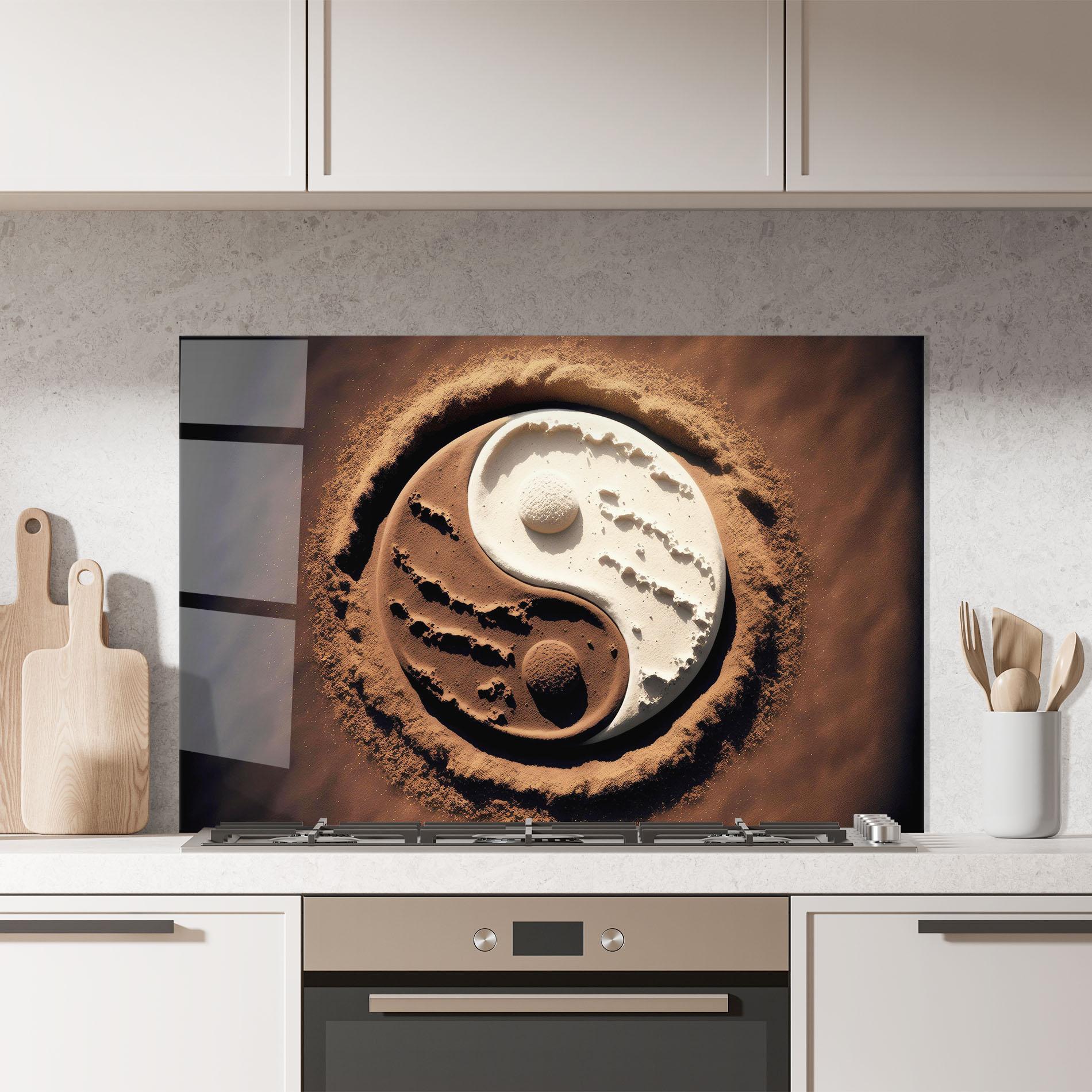 Konyhai üveg hátfal Earth Yinyang mockup 7