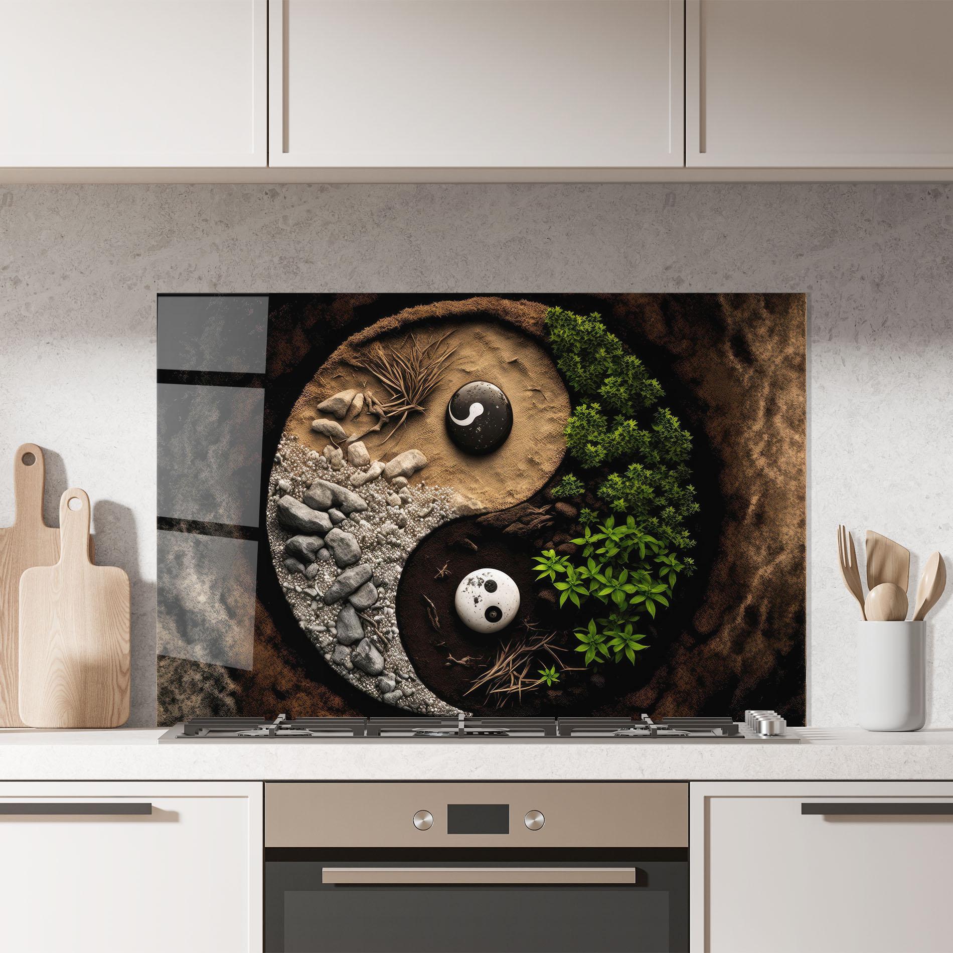 Konyhai üveg hátfal Nature Yinyang mockup 7