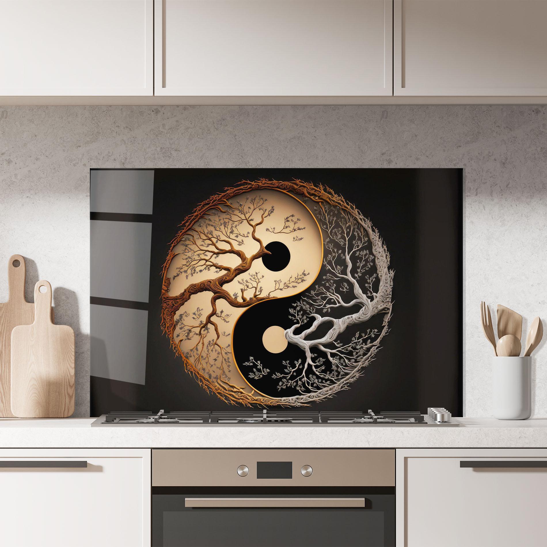 Konyhai üveg hátfal Old Tree Yinyang mockup 7