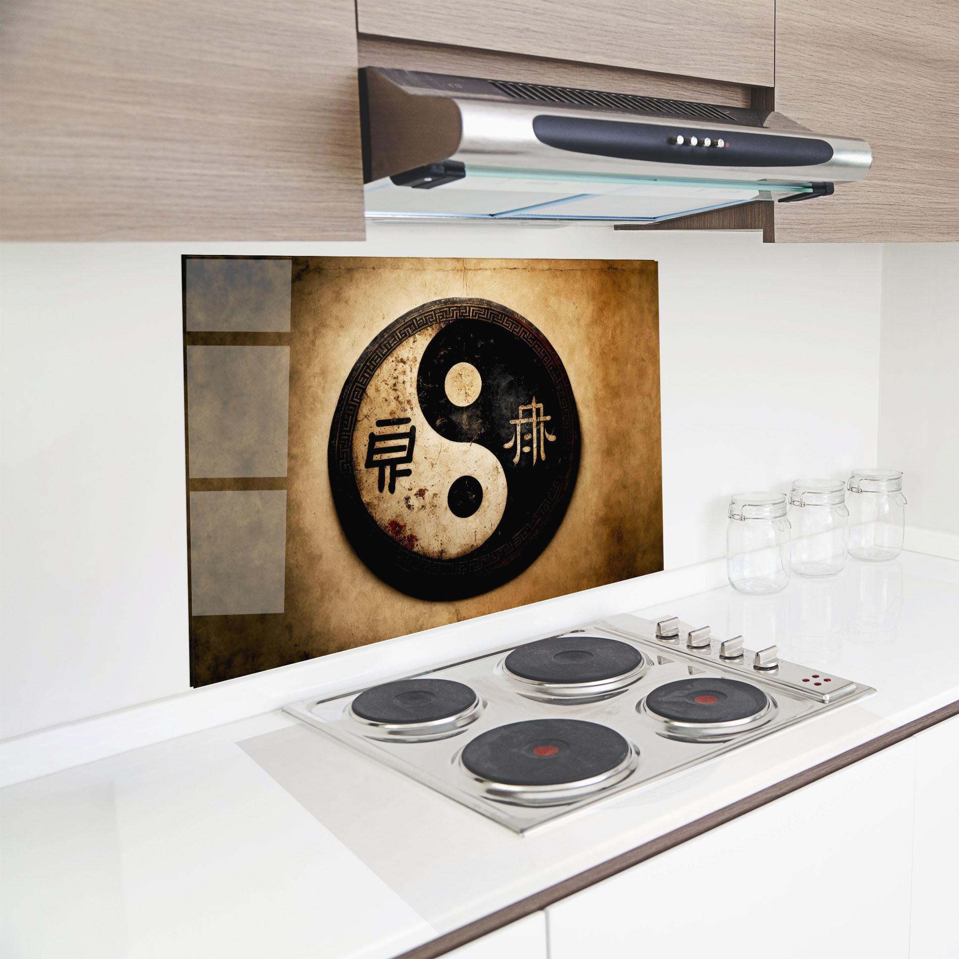 Konyhai üveg hátfal Chinese Yinyang mockup 8