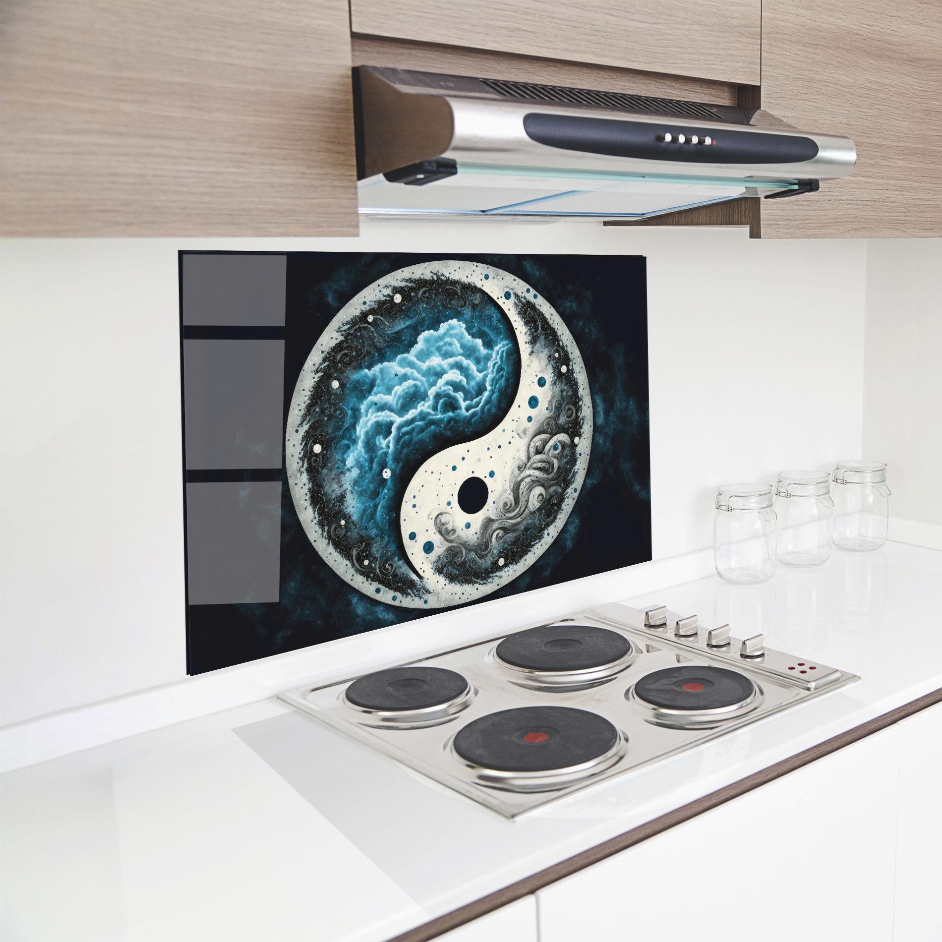 Konyhai üveg hátfal Cloudy Yinyang mockup 8