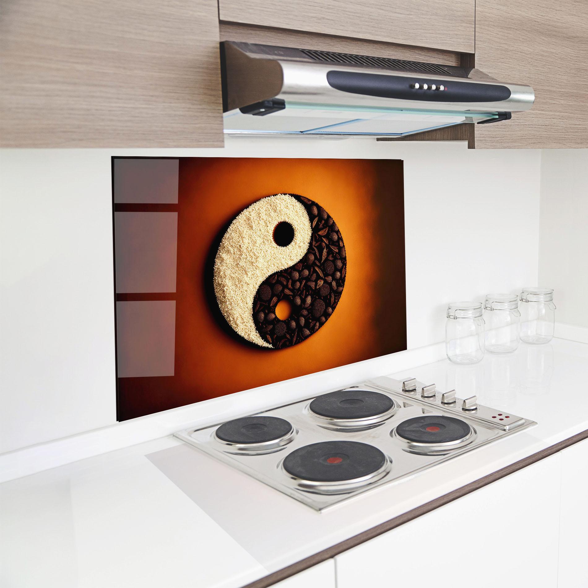 Konyhai üveg hátfal Coffee Yinyang mockup 8