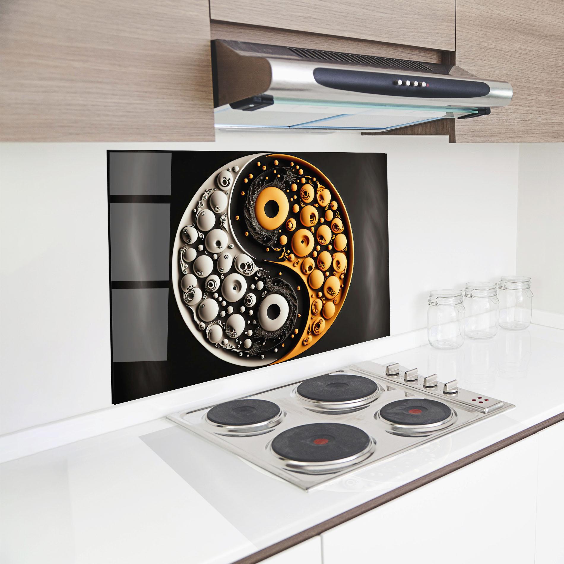 Konyhai üveg hátfal Cream Balls Yinyang mockup 8