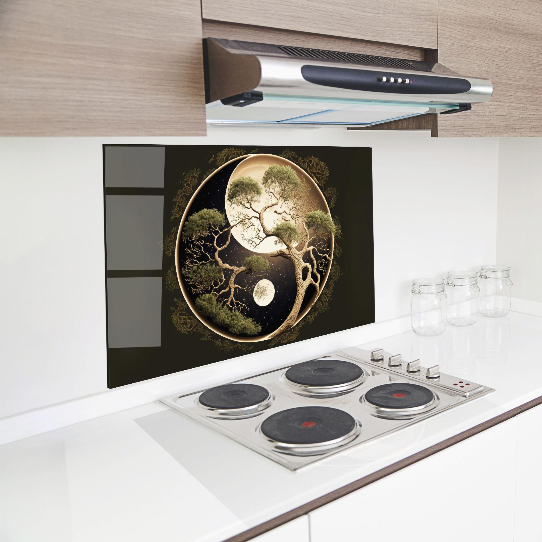 Konyhai üveg hátfal Green Tree Yinyang mockup 8