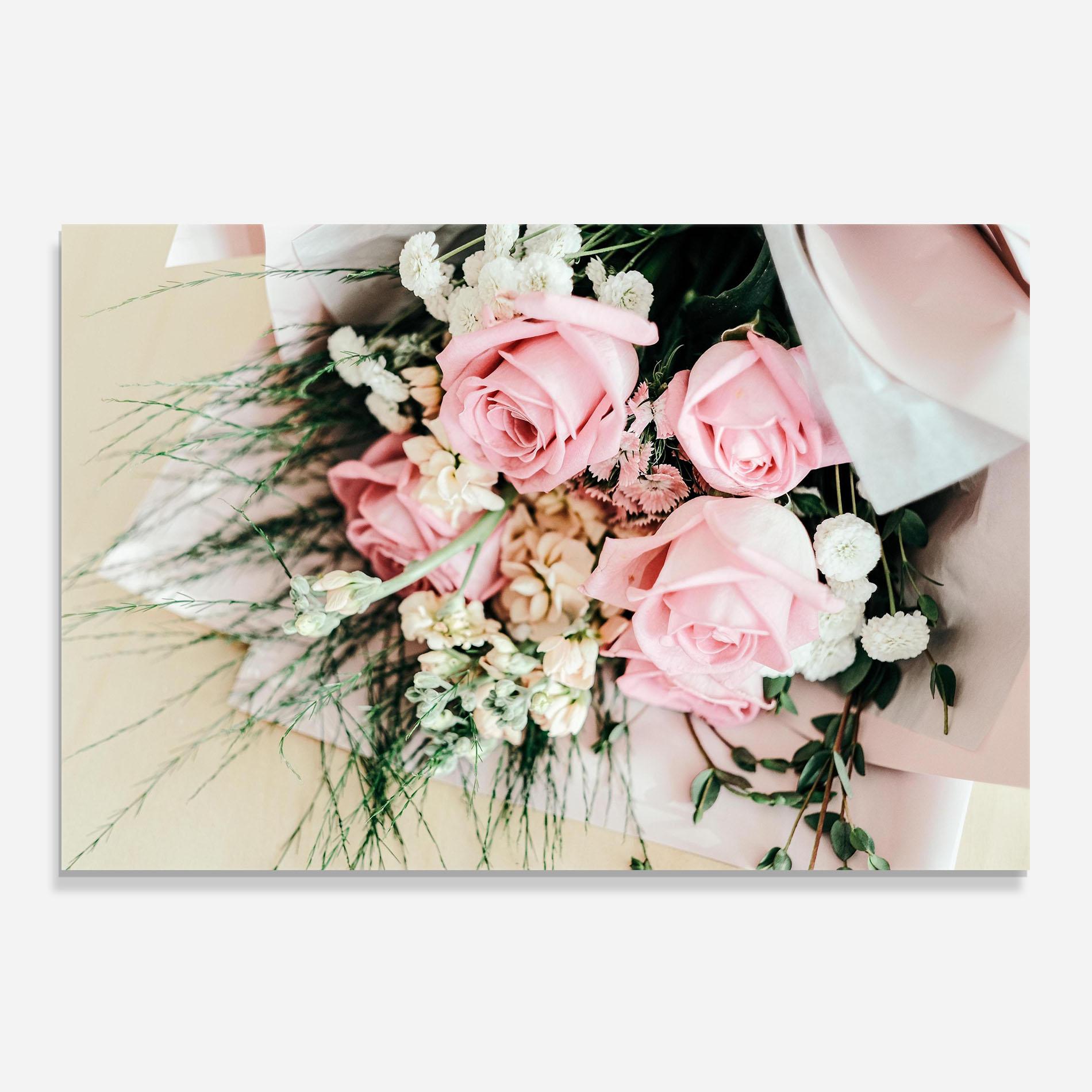 Konyhai üveg hátfal Baby Pink Bouquet mockup 0
