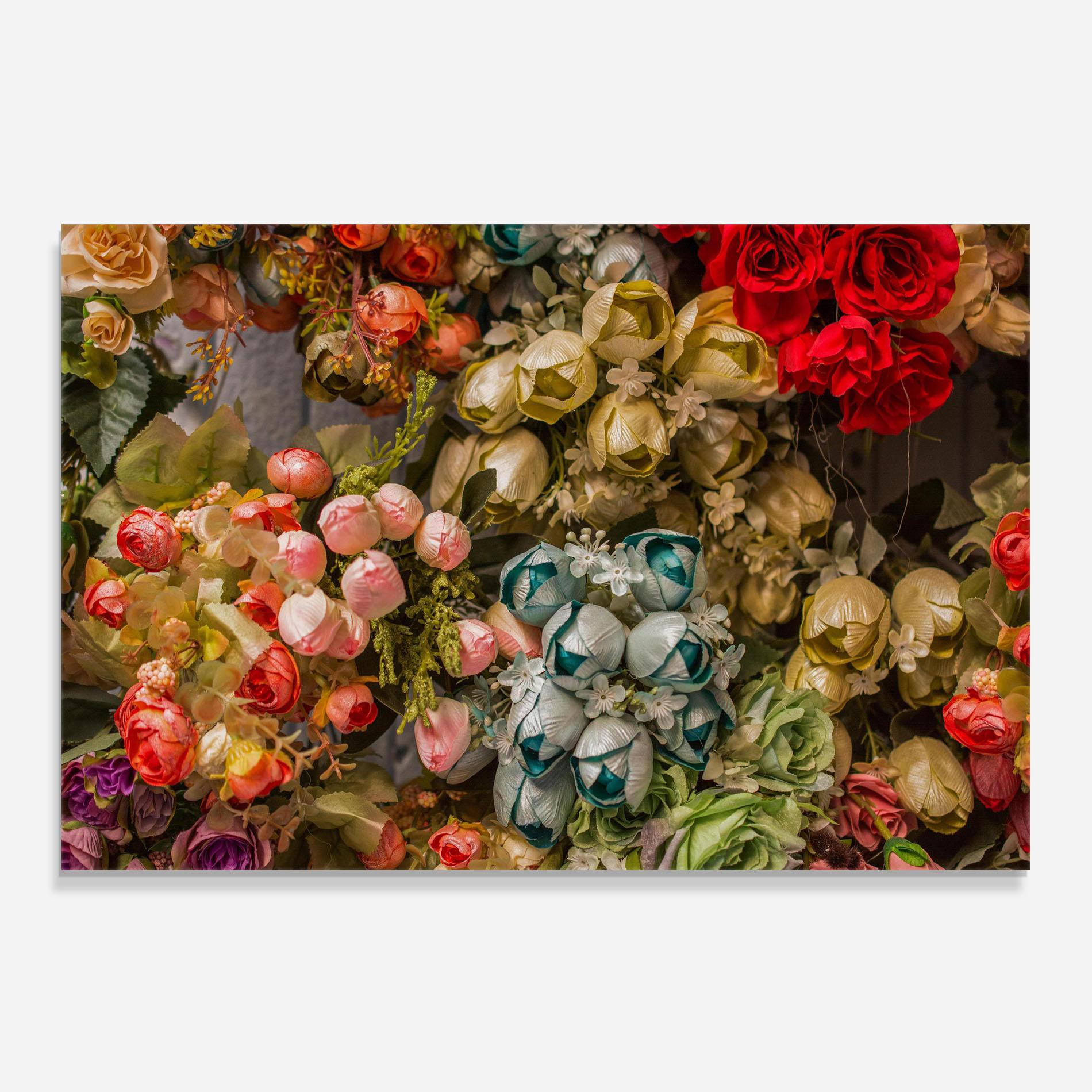 Konyhai üveg hátfal Fake Flowers Wall mockup 0