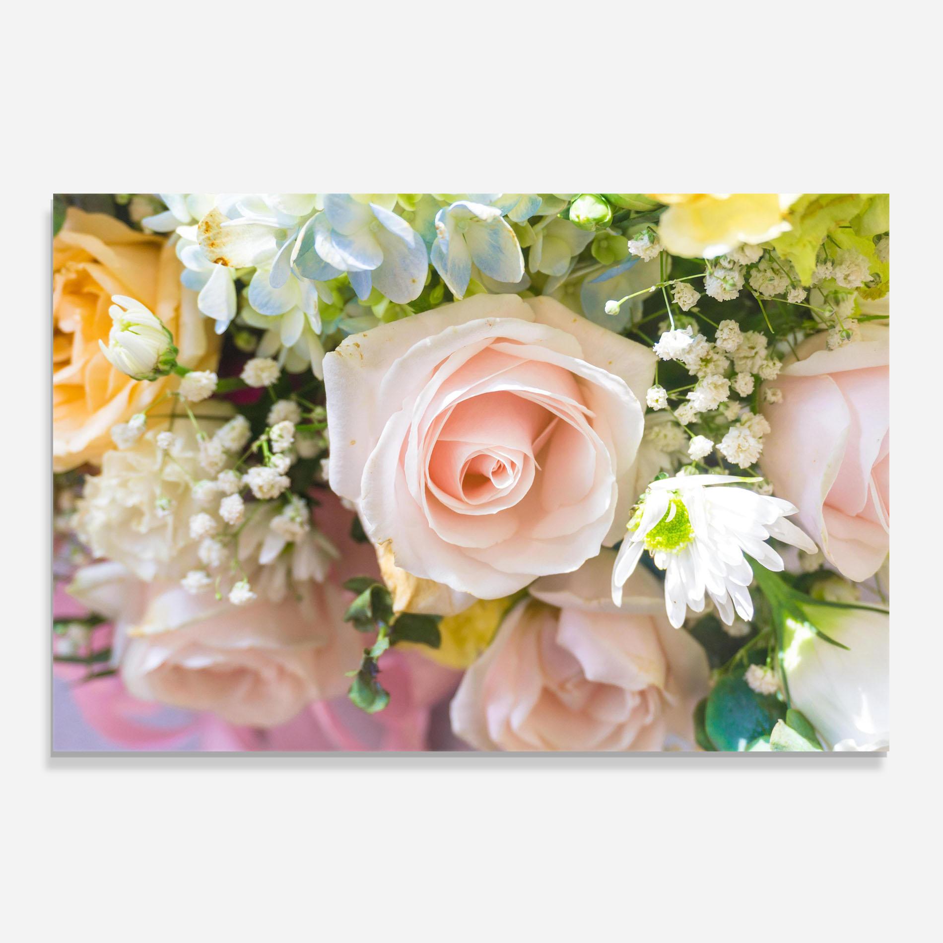 Konyhai üveg hátfal Light Pink Bouquet mockup 0