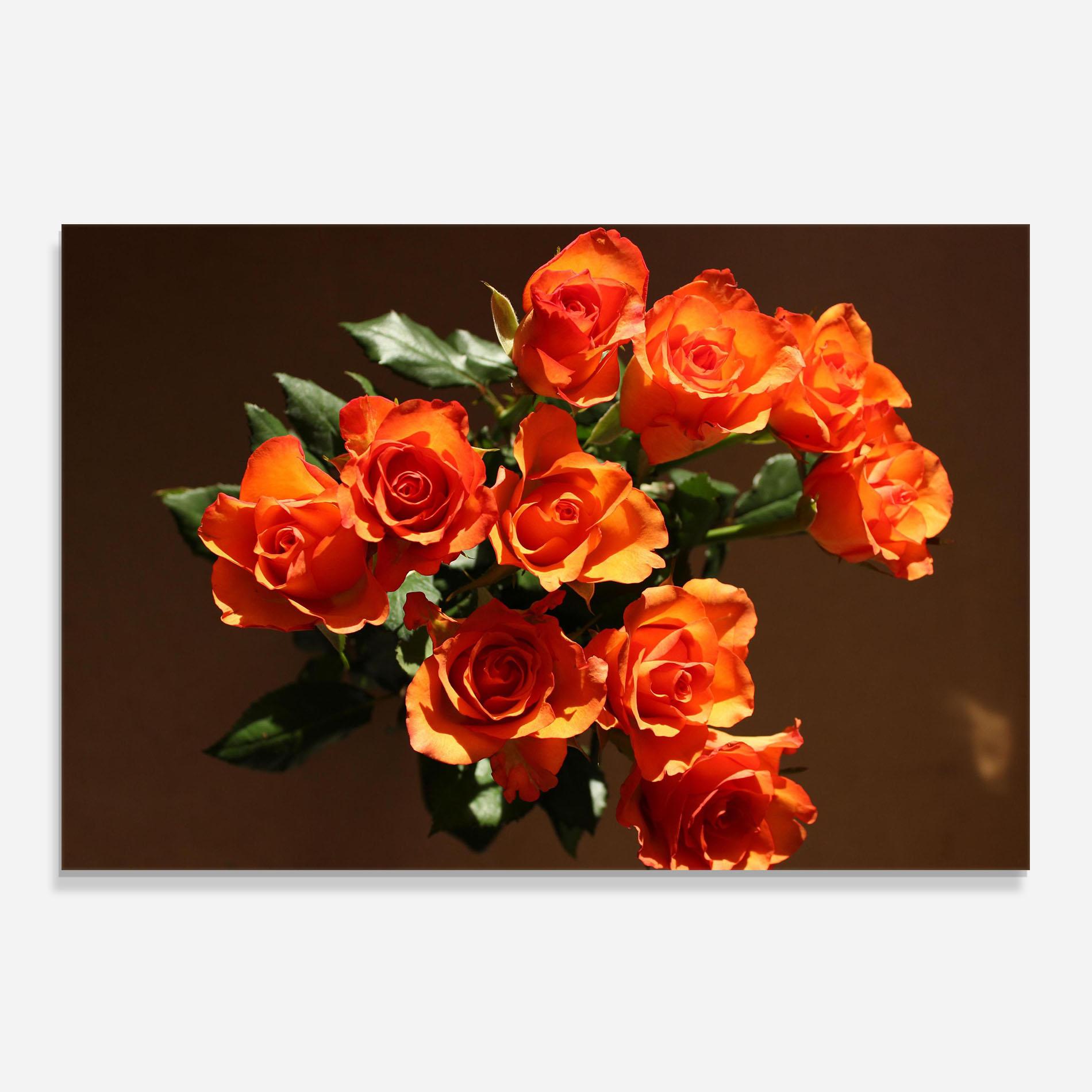 Konyhai üveg hátfal Orange Roses Bouquet mockup 0