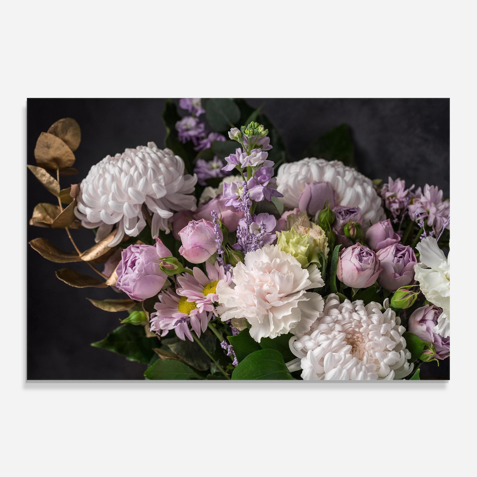 Konyhai üveg hátfal Pastel Purple Bouquet mockup 0