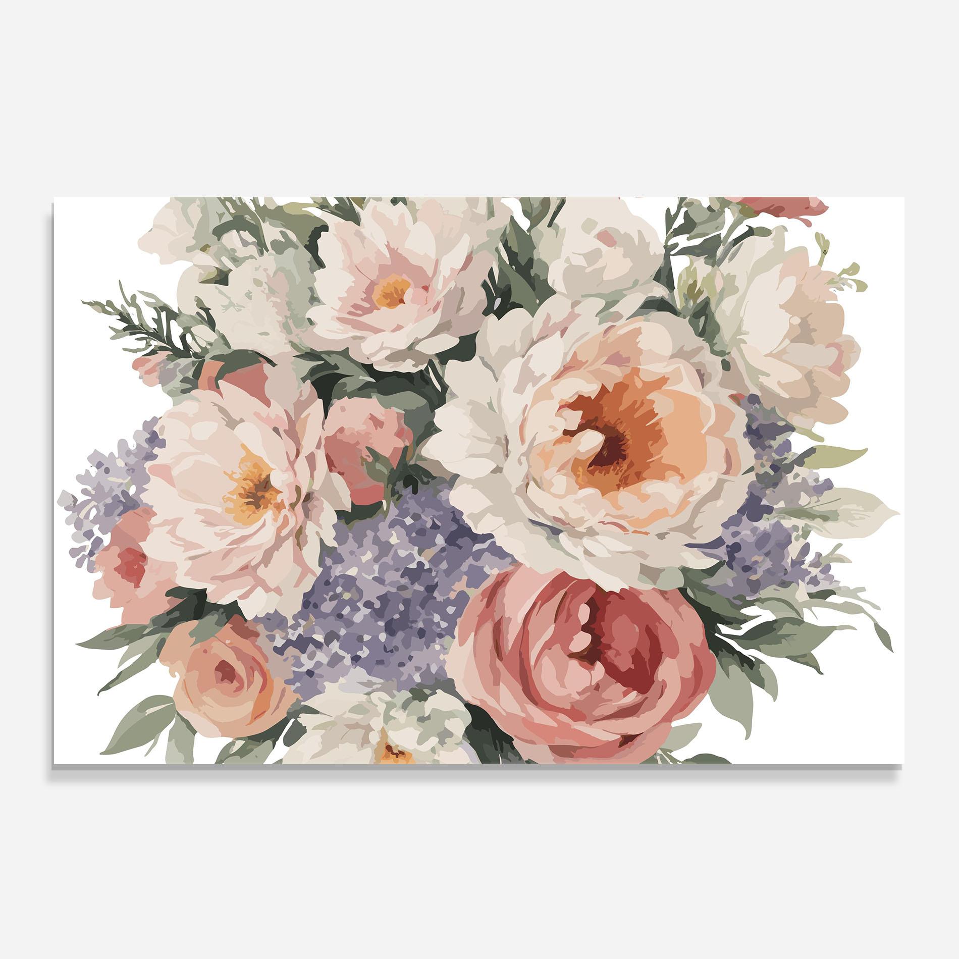 Konyhai üveg hátfal Pretty Watercolor Bouquet mockup 0