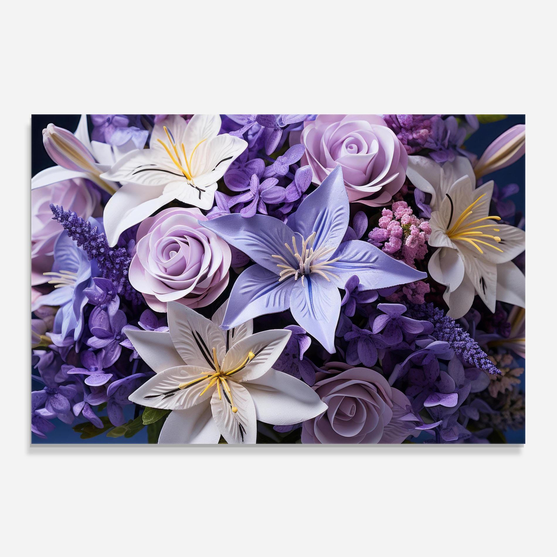 Konyhai üveg hátfal Purple Cute Bouquet mockup 0